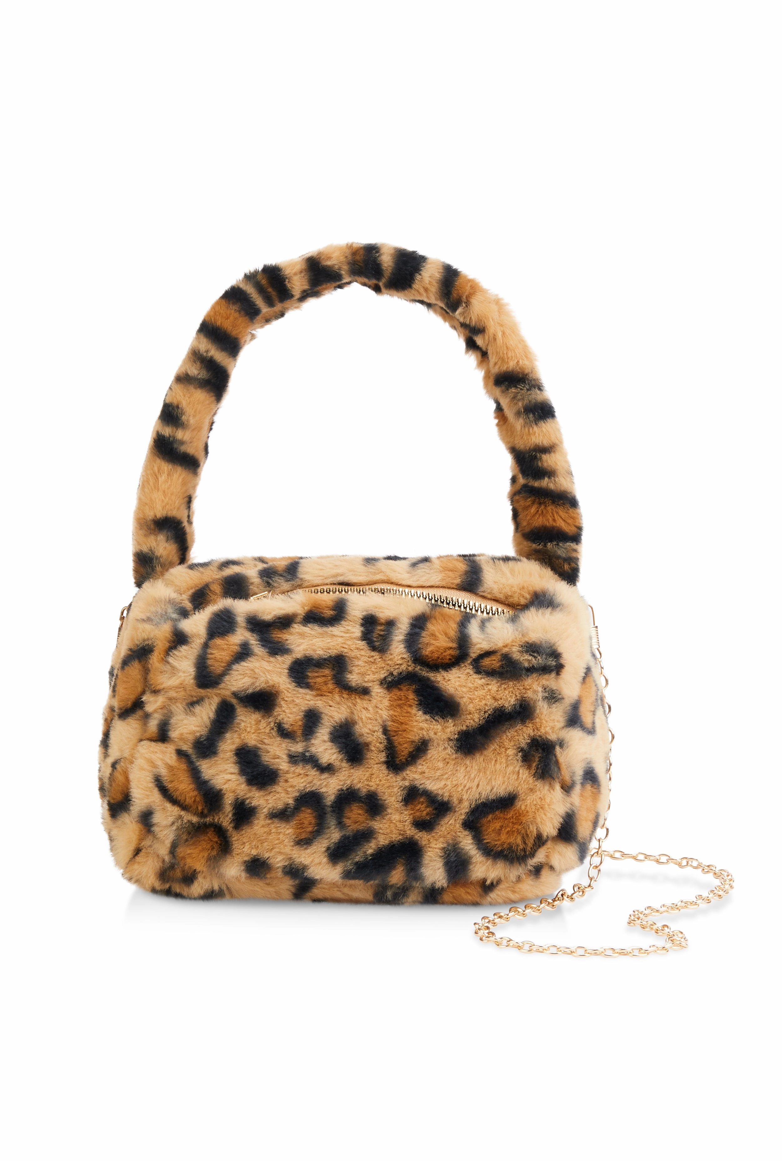 Animal Print Faux Fur Convertible Handbag