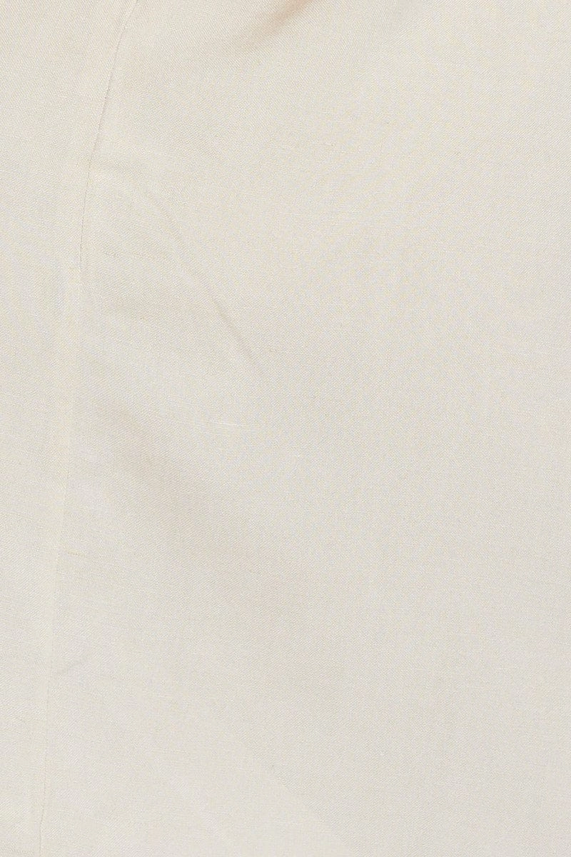 Beige Mini Dress Short Sleeve Square Neck