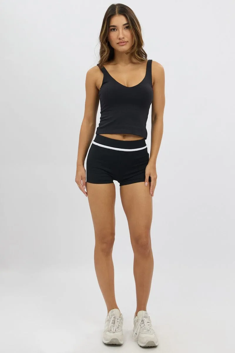 Black Binding Biker Short