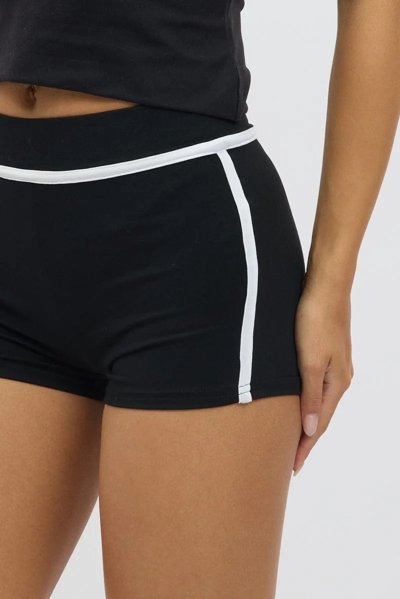 Black Binding Biker Short