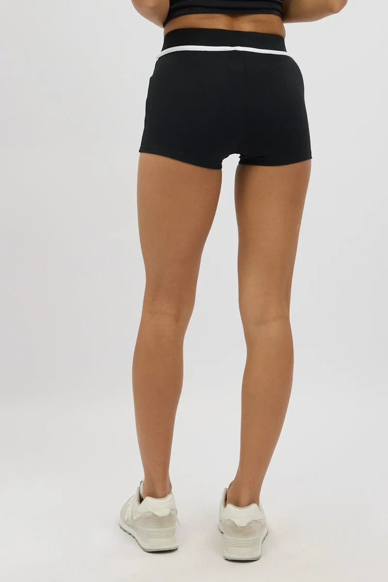 Black Binding Biker Short