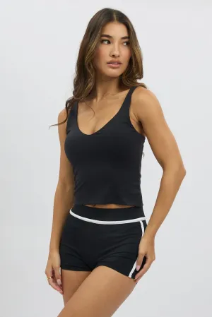 Black Binding Biker Short