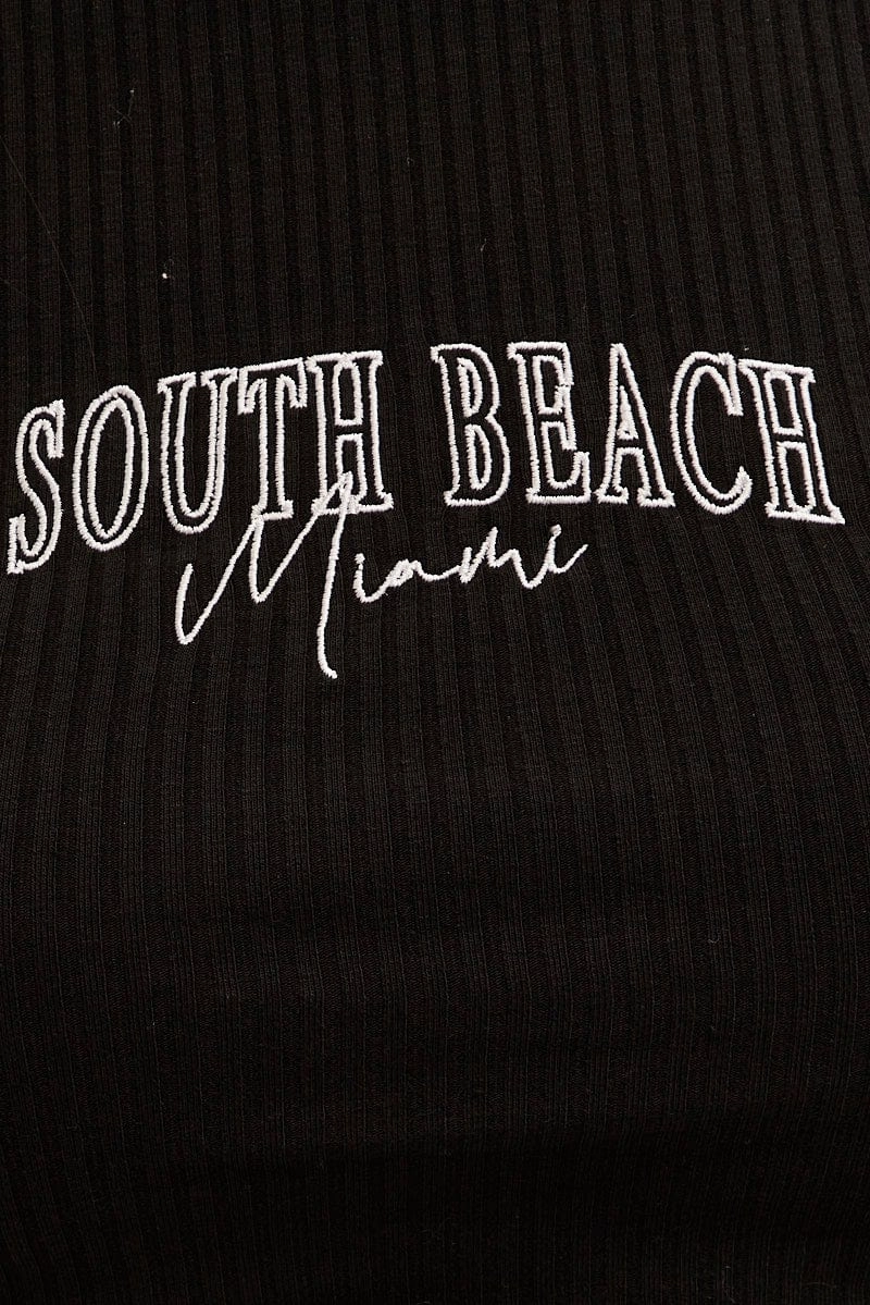 Black Crop Tank Embroidered Sleeveless