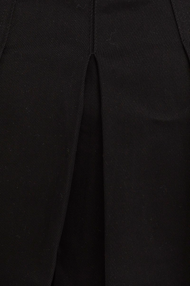 Black Mid Rise Pleated Mini Skirt