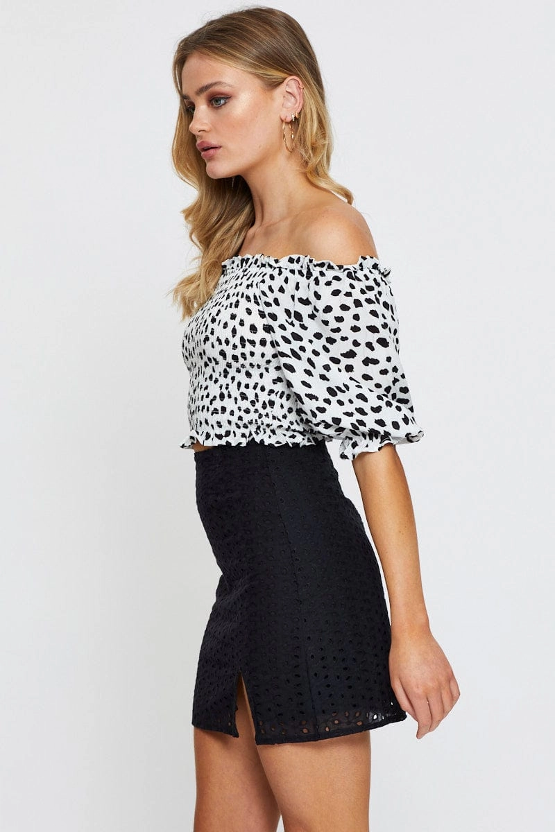 Black Mini Skirt High Rise