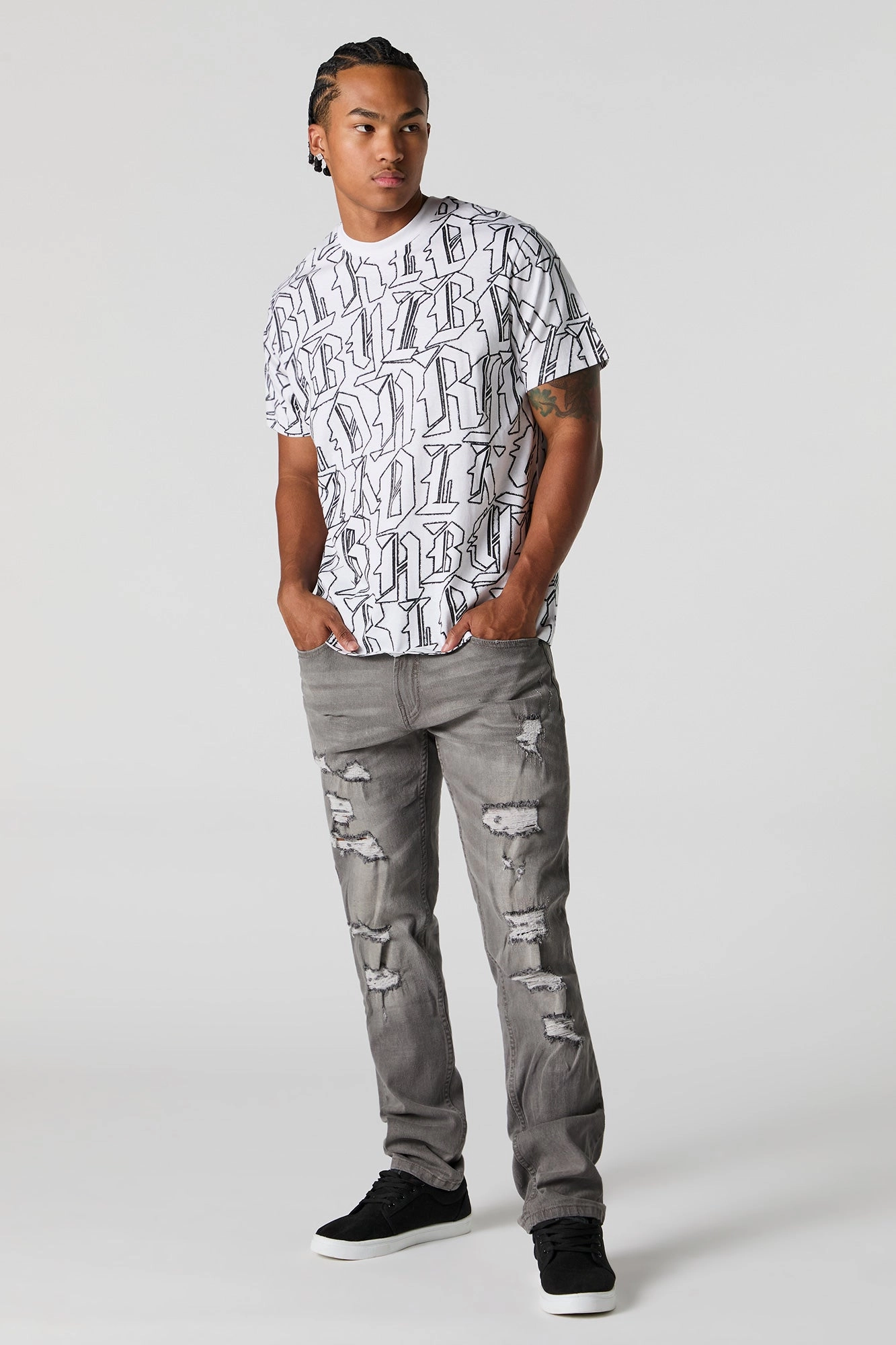 Block Letter Print Crewneck T-Shirt