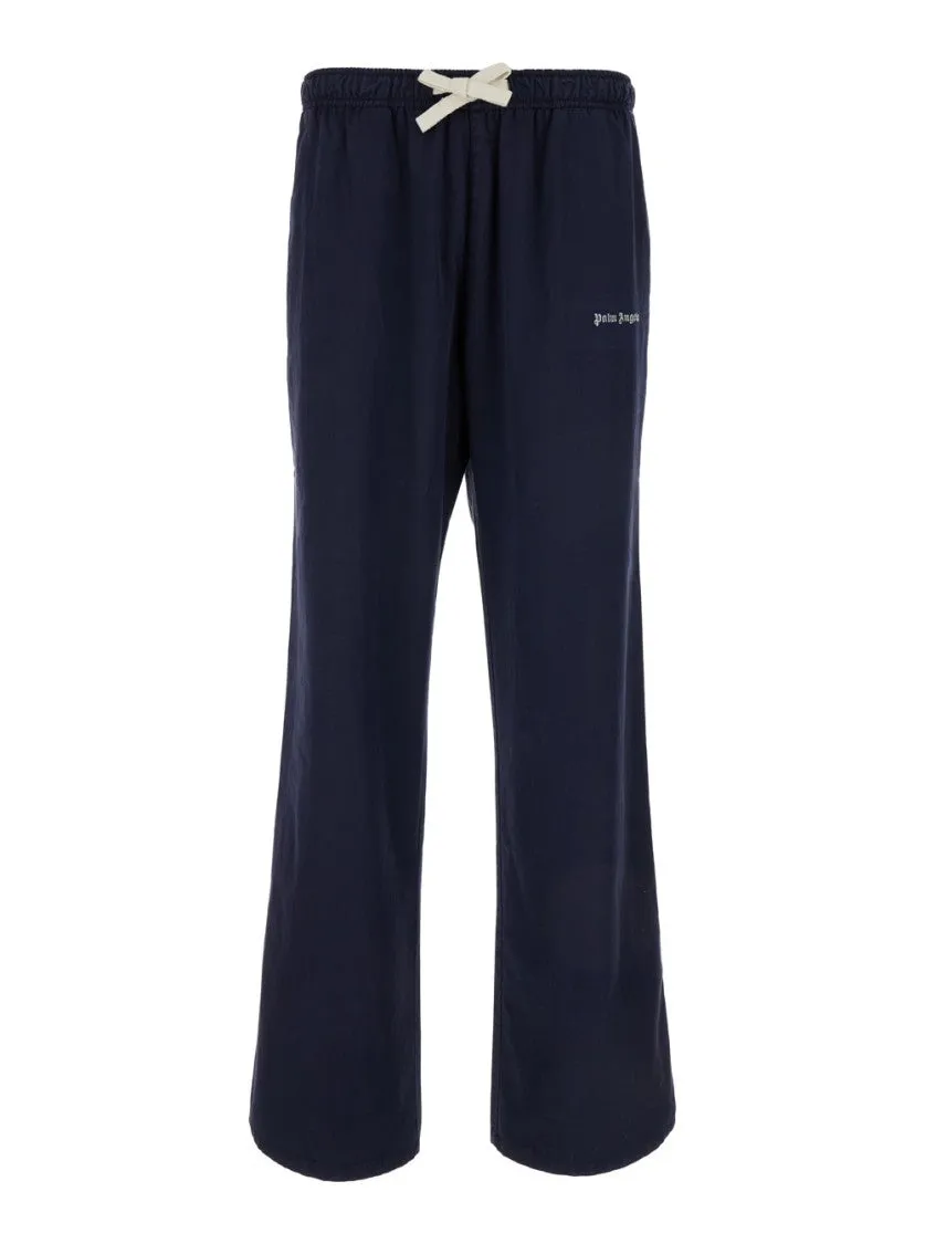 Blue Flared Trousers In Cotton