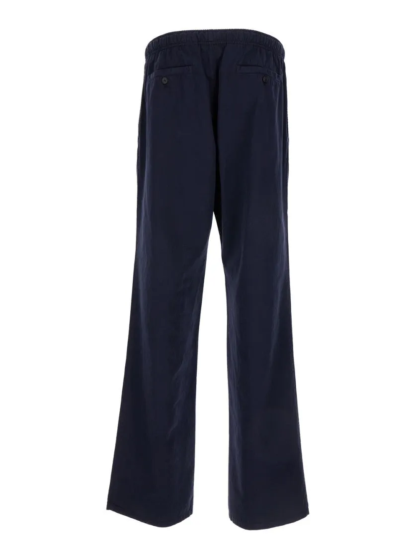 Blue Flared Trousers In Cotton