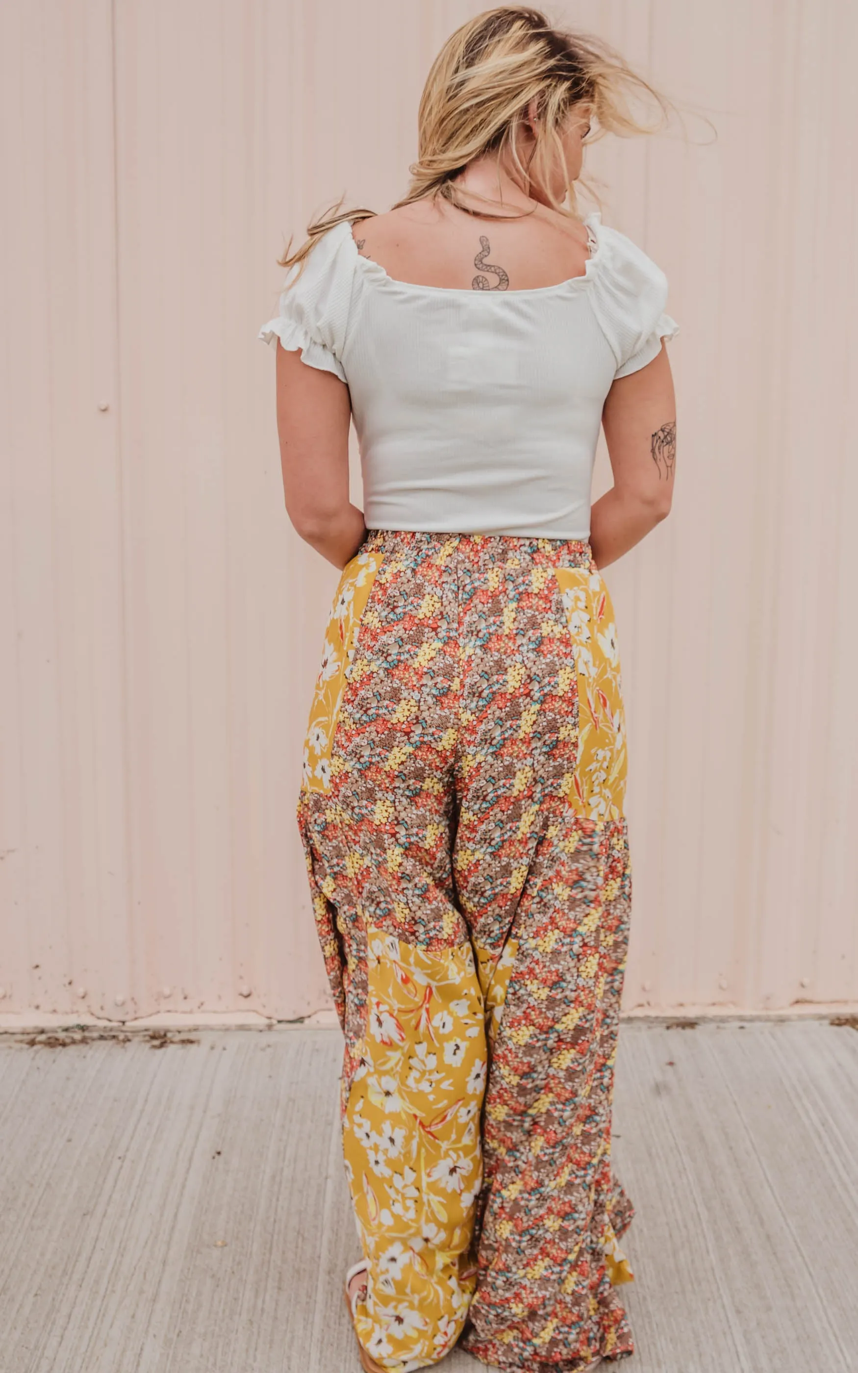 Boho Floral Patch Palazzo Pants | FINAL SALE*
