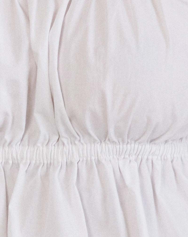 Briari Drawstring Top in Poplin White