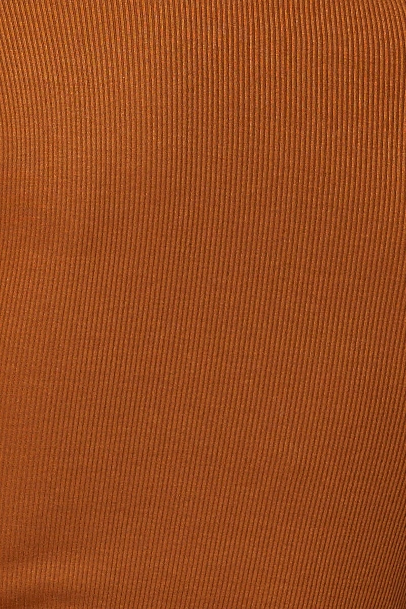 Brown Bodycon Dress Long Sleeve Mini