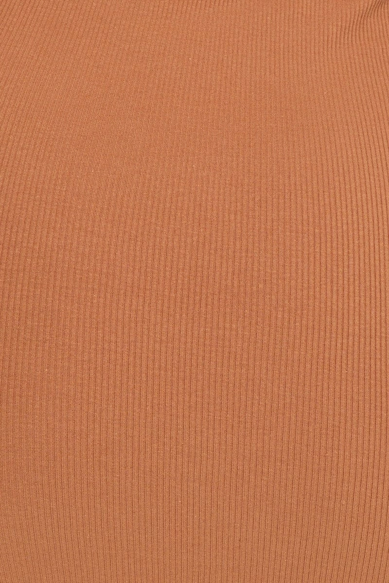 Brown Sleeveless Collared Bodycon Dress