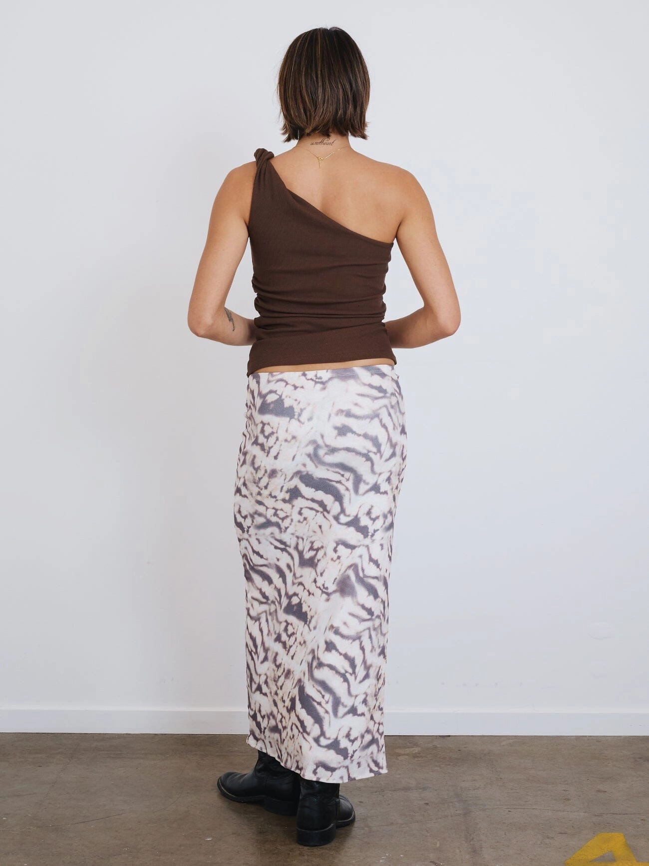 Brynn Rib One Shoulder Top - Dark Brindle