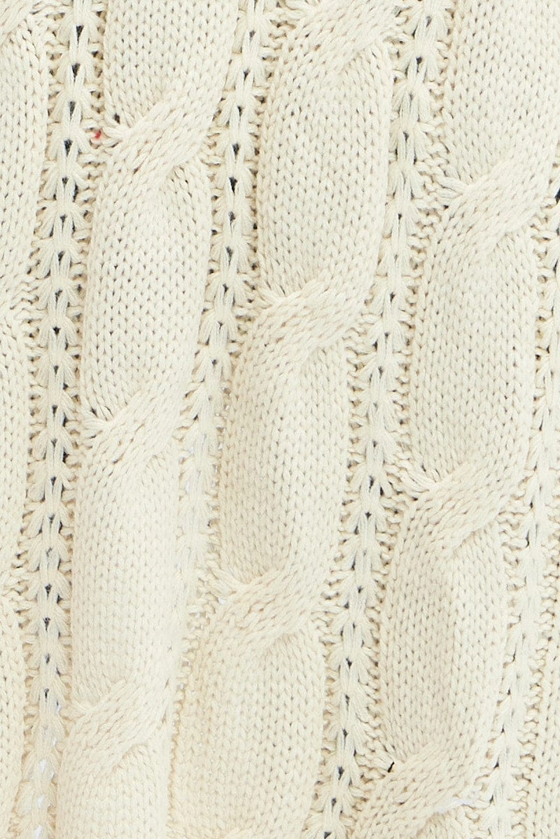 Camel Longline Cardigan Cable Knit