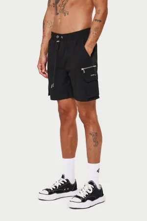 CARGO POCKET SWIM SHORT - BLACK