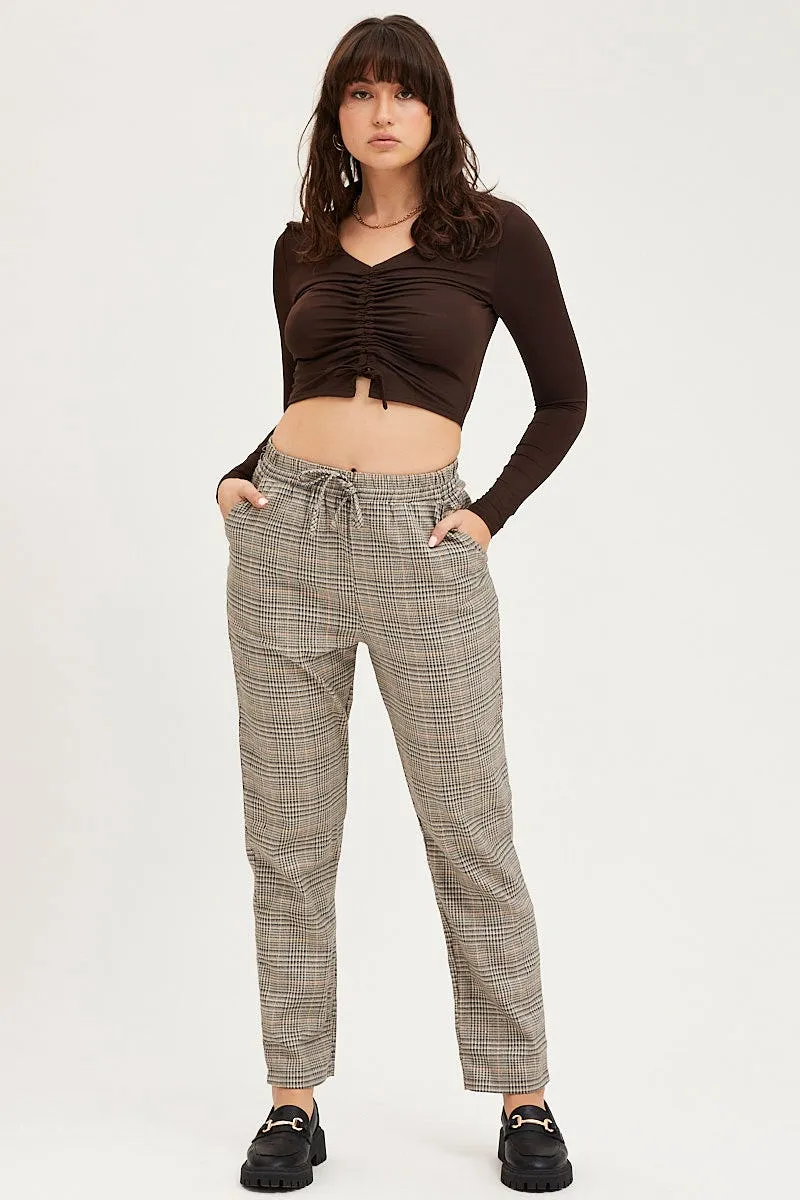 Check Slim Pants High Rise