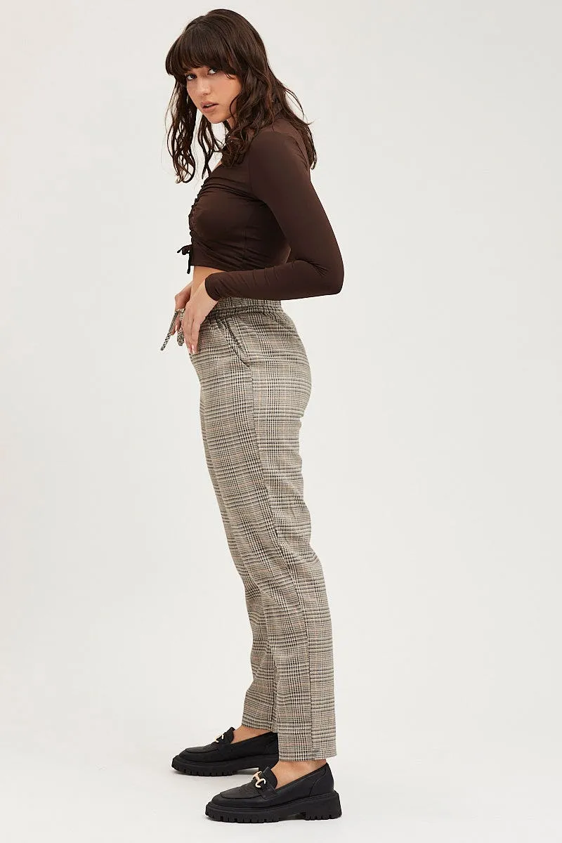 Check Slim Pants High Rise