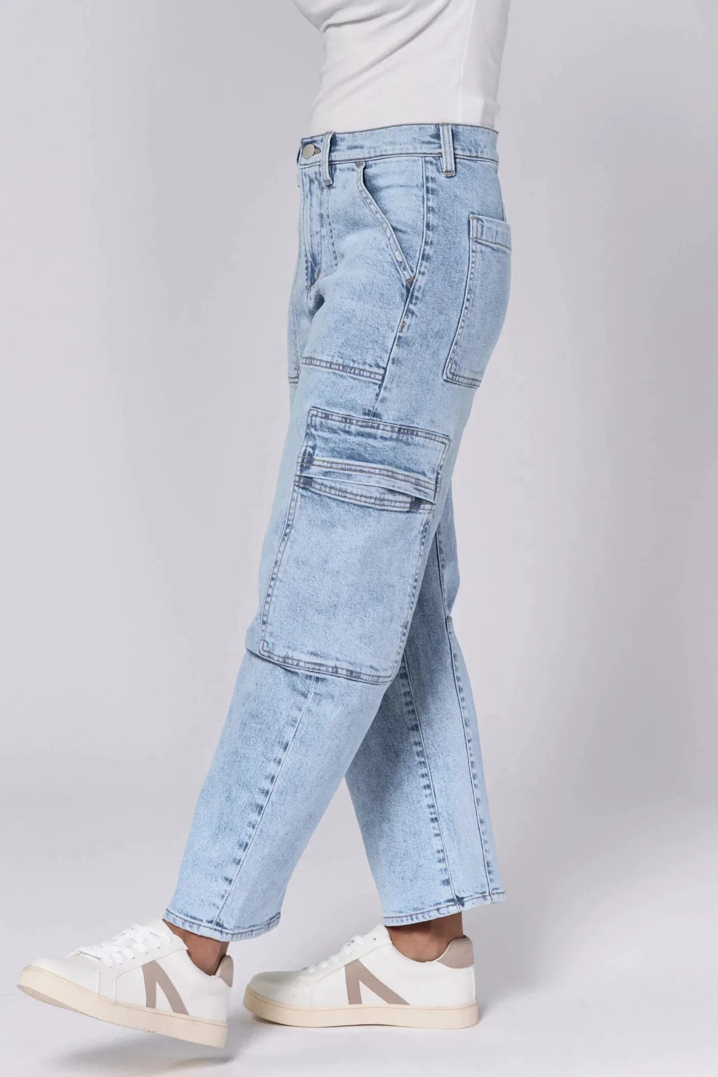 Dear John Lasso High Rise Cropped Baggy Fit Jeans Tejano Blue