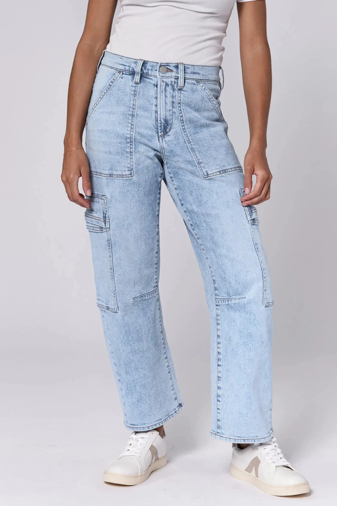 Dear John Lasso High Rise Cropped Baggy Fit Jeans Tejano Blue