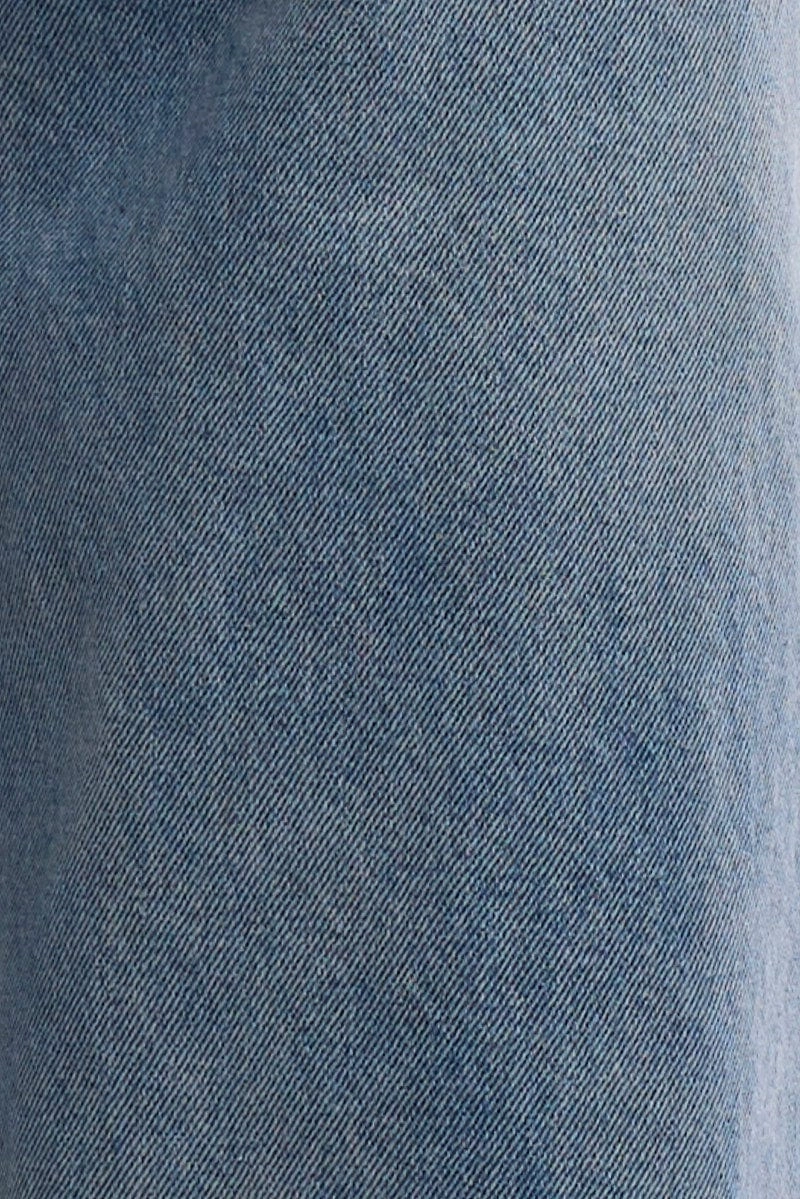 Denim Wide Leg Jeans Mid Rise