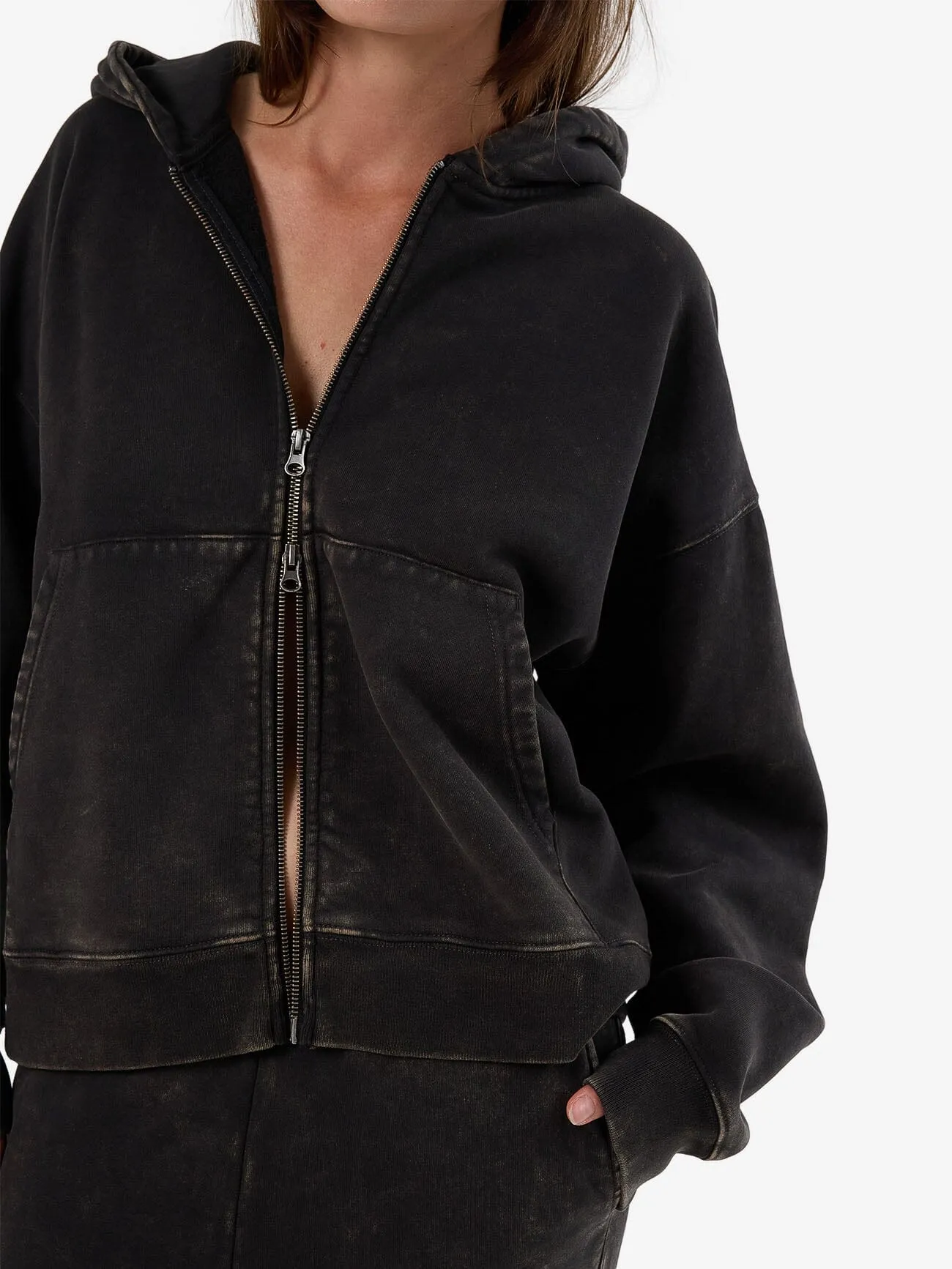 Dissolve Zip Hood Fleece - Soot