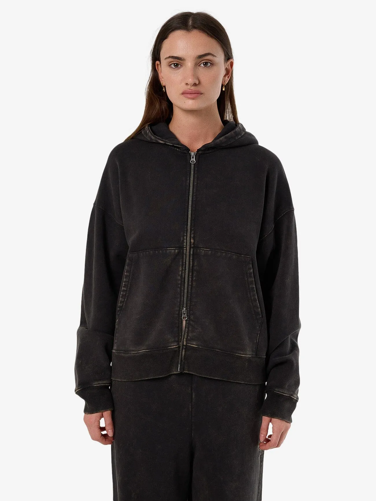 Dissolve Zip Hood Fleece - Soot