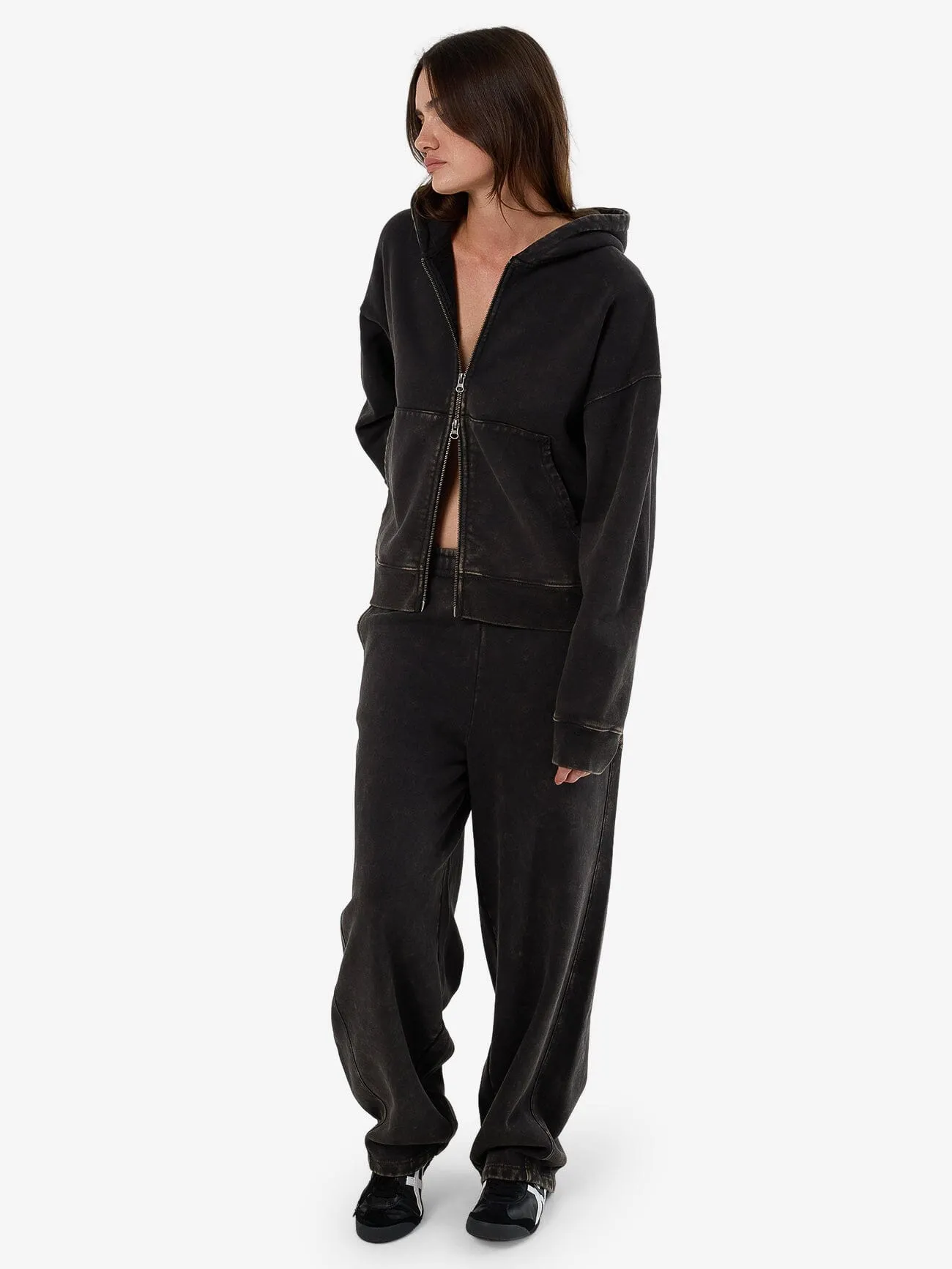 Dissolve Zip Hood Fleece - Soot