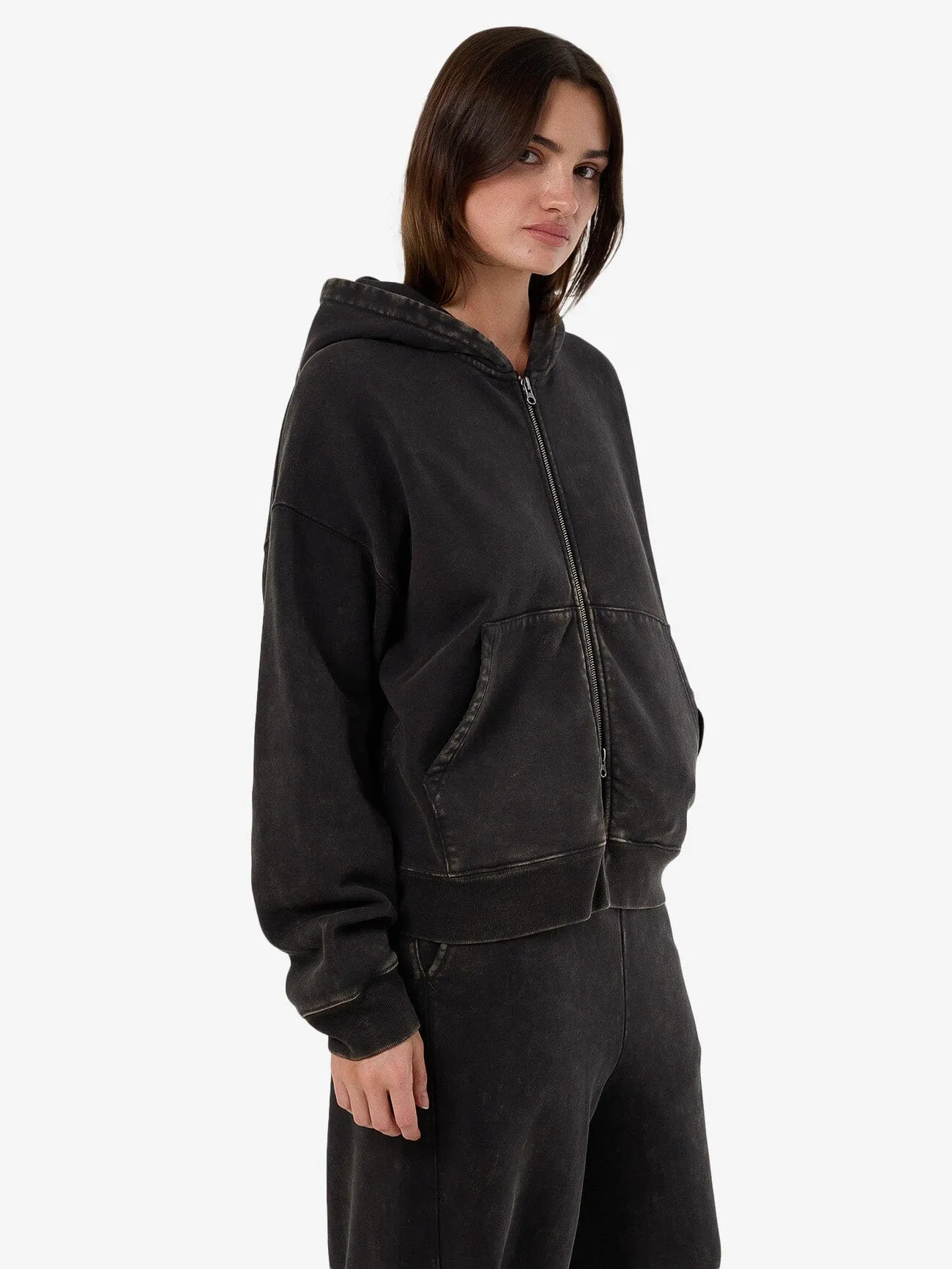 Dissolve Zip Hood Fleece - Soot