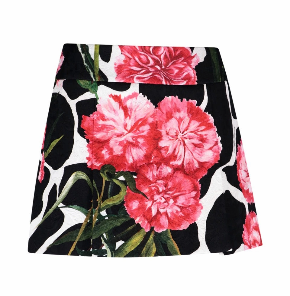 Dolce & Gabbana Floral Printed A-Line Mini Skirt