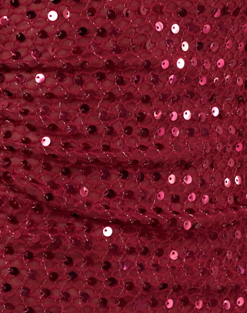 Dudley Vest Top in Sequin Knit Burgundy