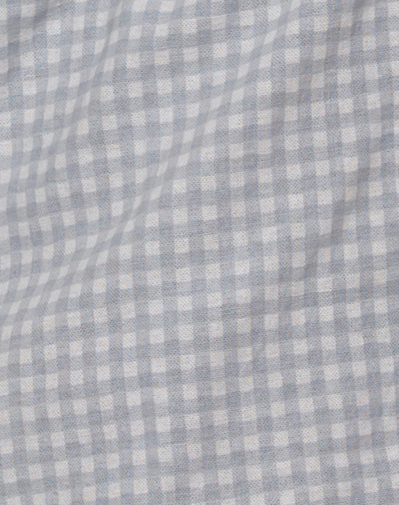 Eldana Halter Top in Mini Gingham Blue and Grey