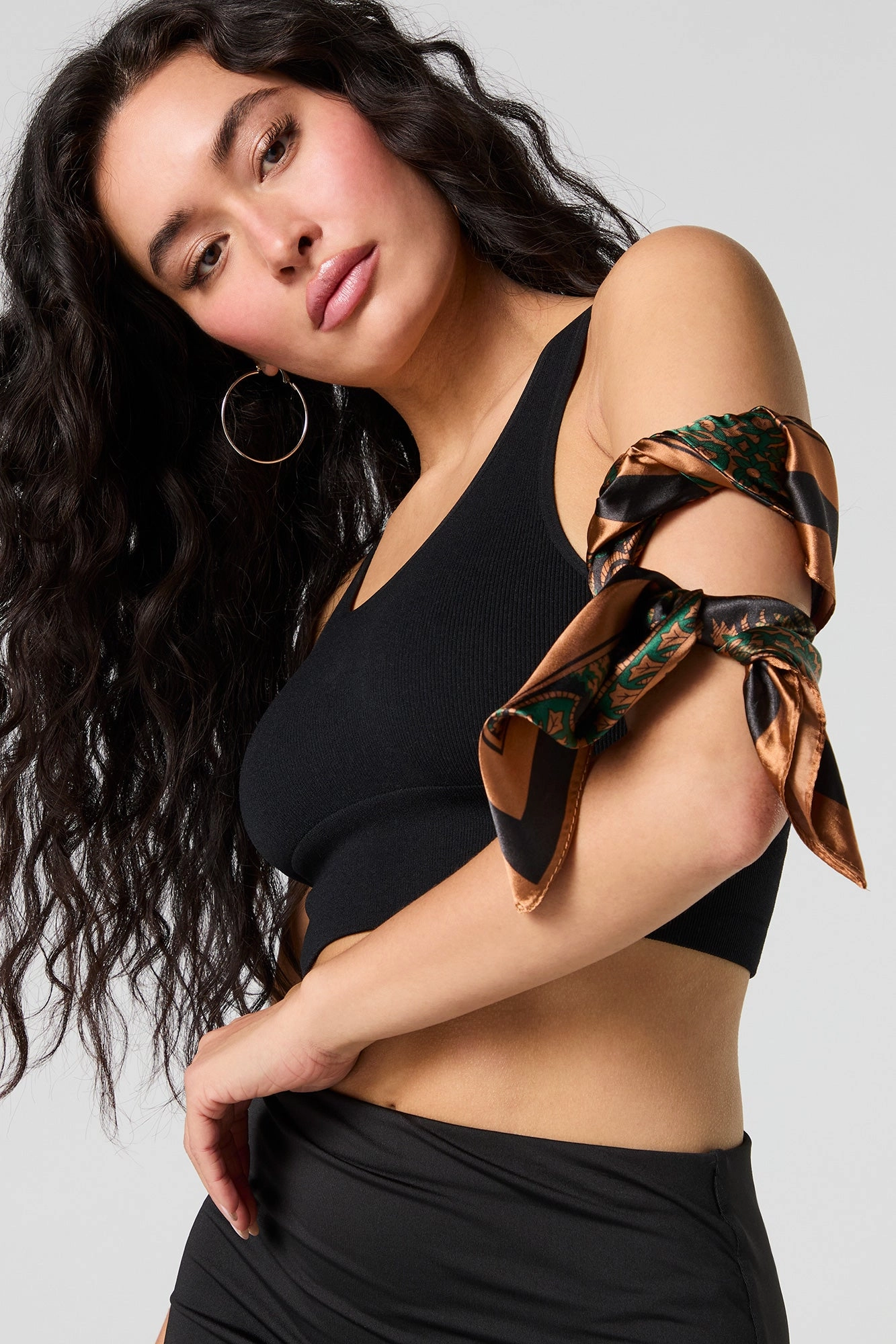 Floral Paisley Print Satin Multiway Scarf