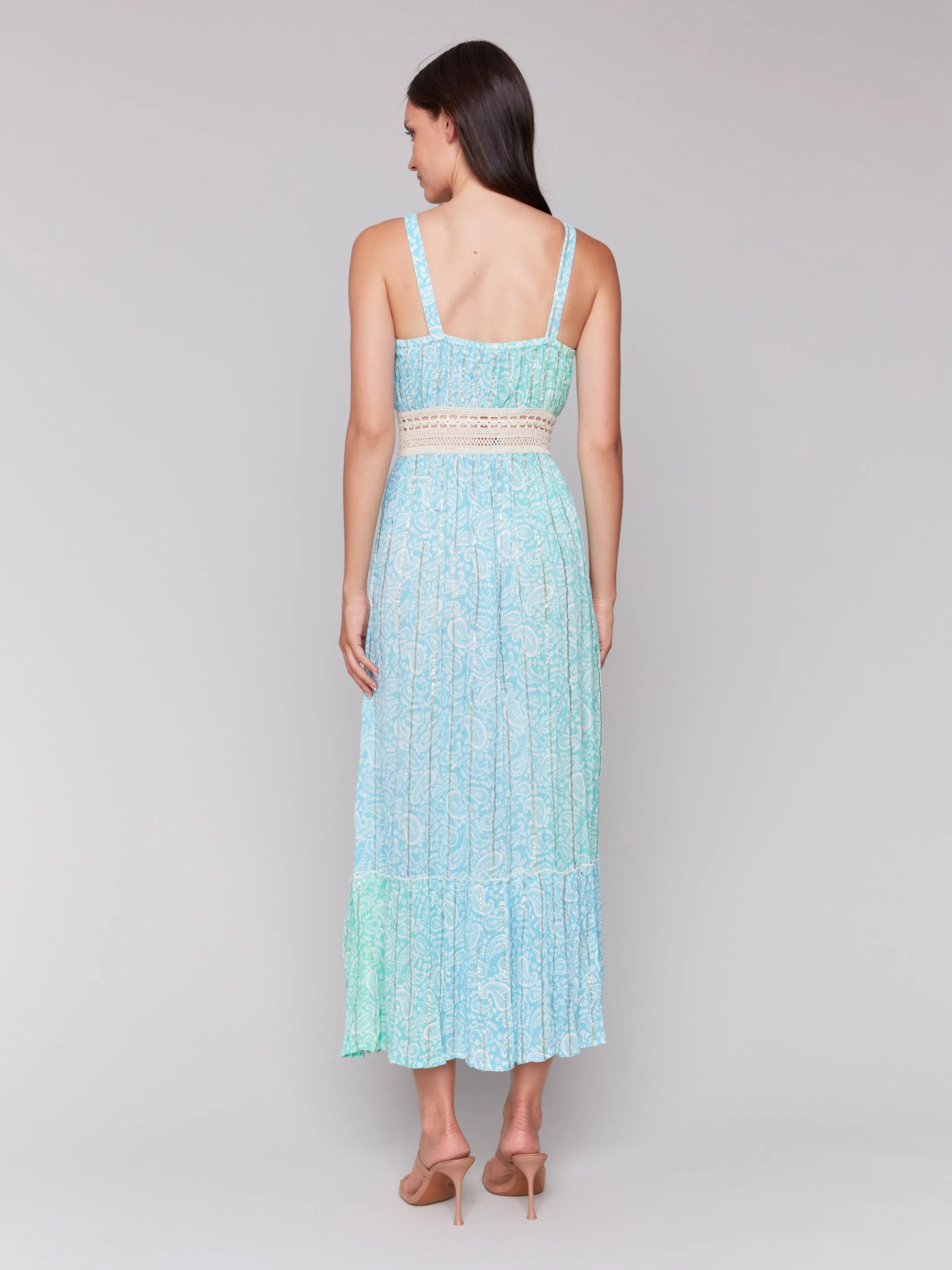 Foil Ombre Tiered Maxi Dress - Lagoon