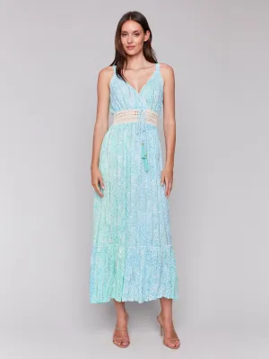 Foil Ombre Tiered Maxi Dress - Lagoon