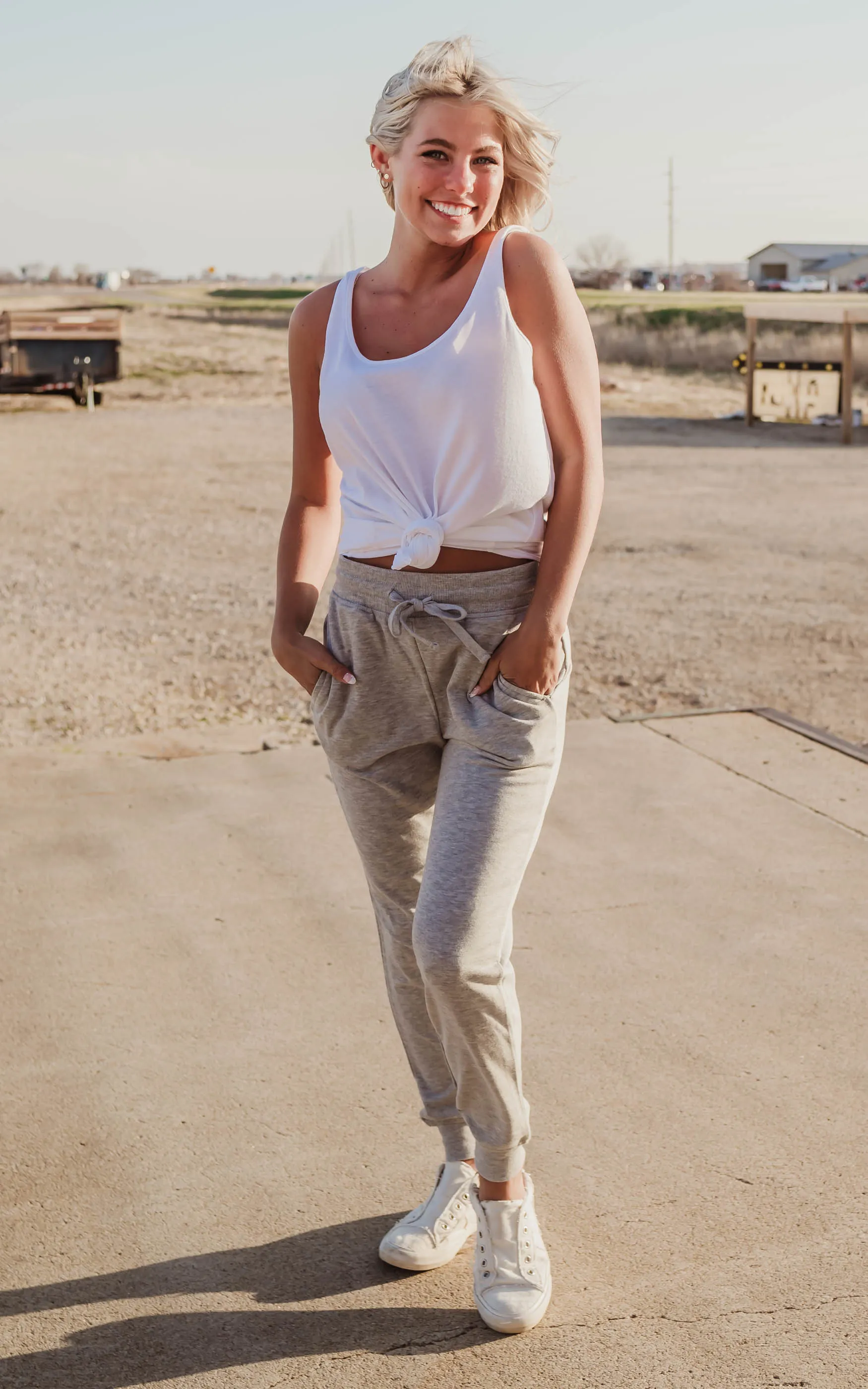 French Terry Cuffed Skinny Joggers - Final Sale