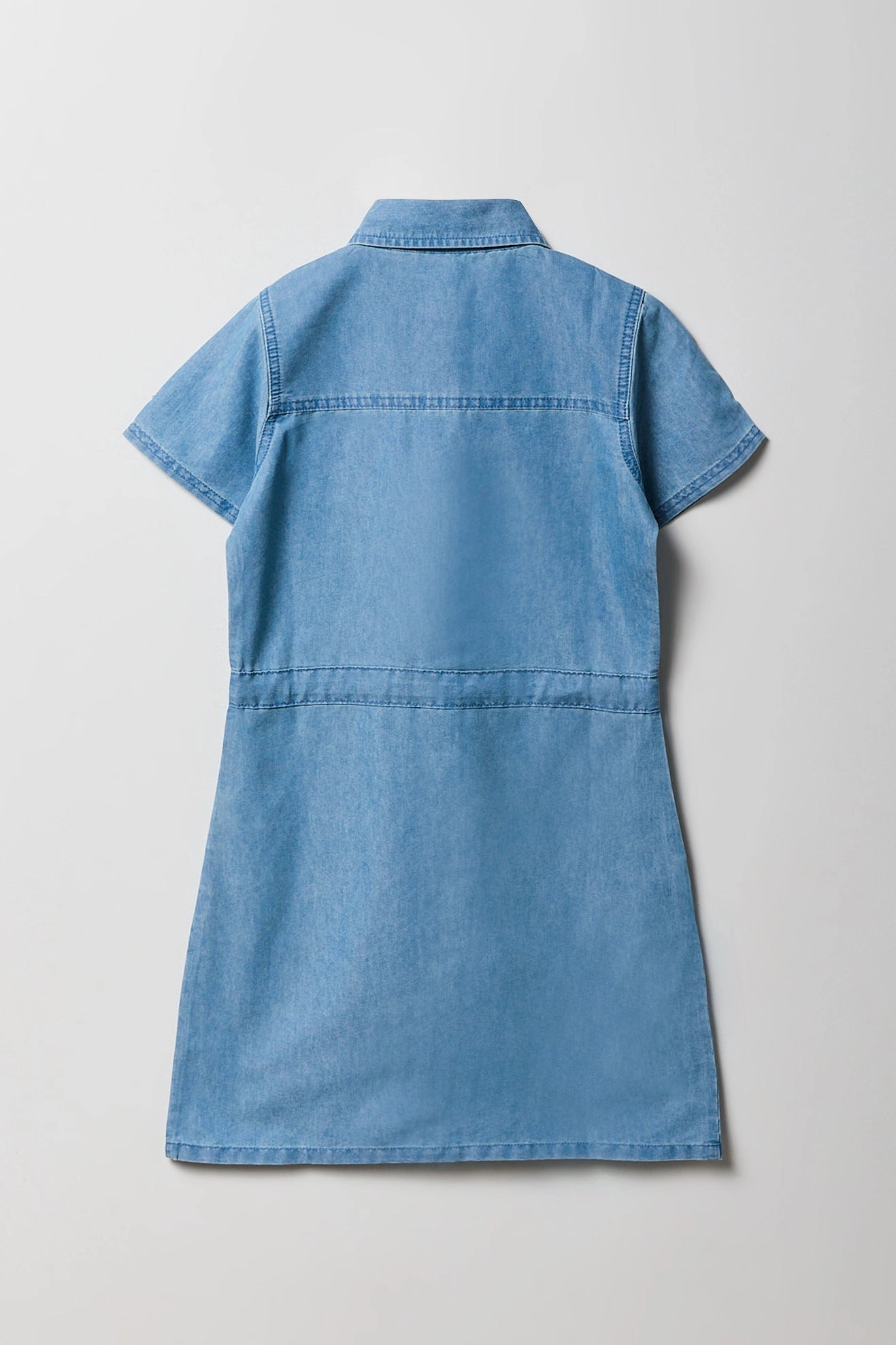 Girls Button-Up Chambray Collared Dress