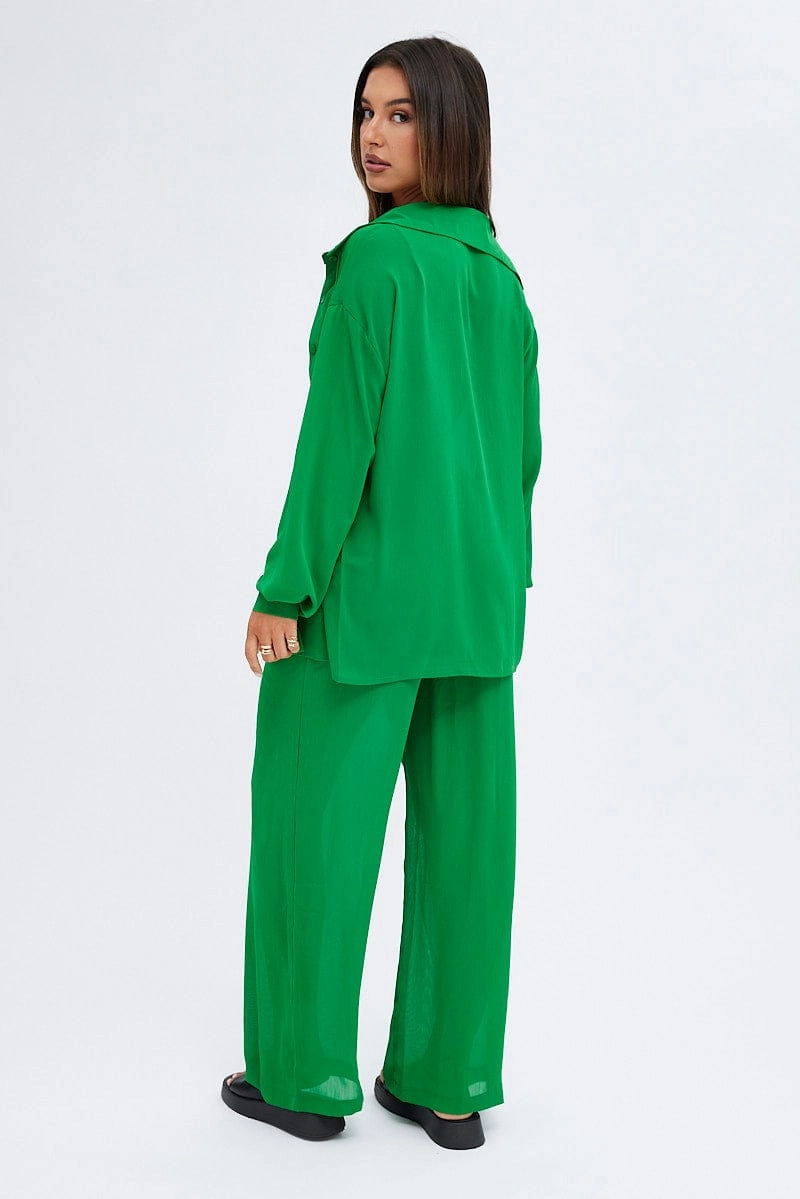 Green See-Through Beachwear Set
