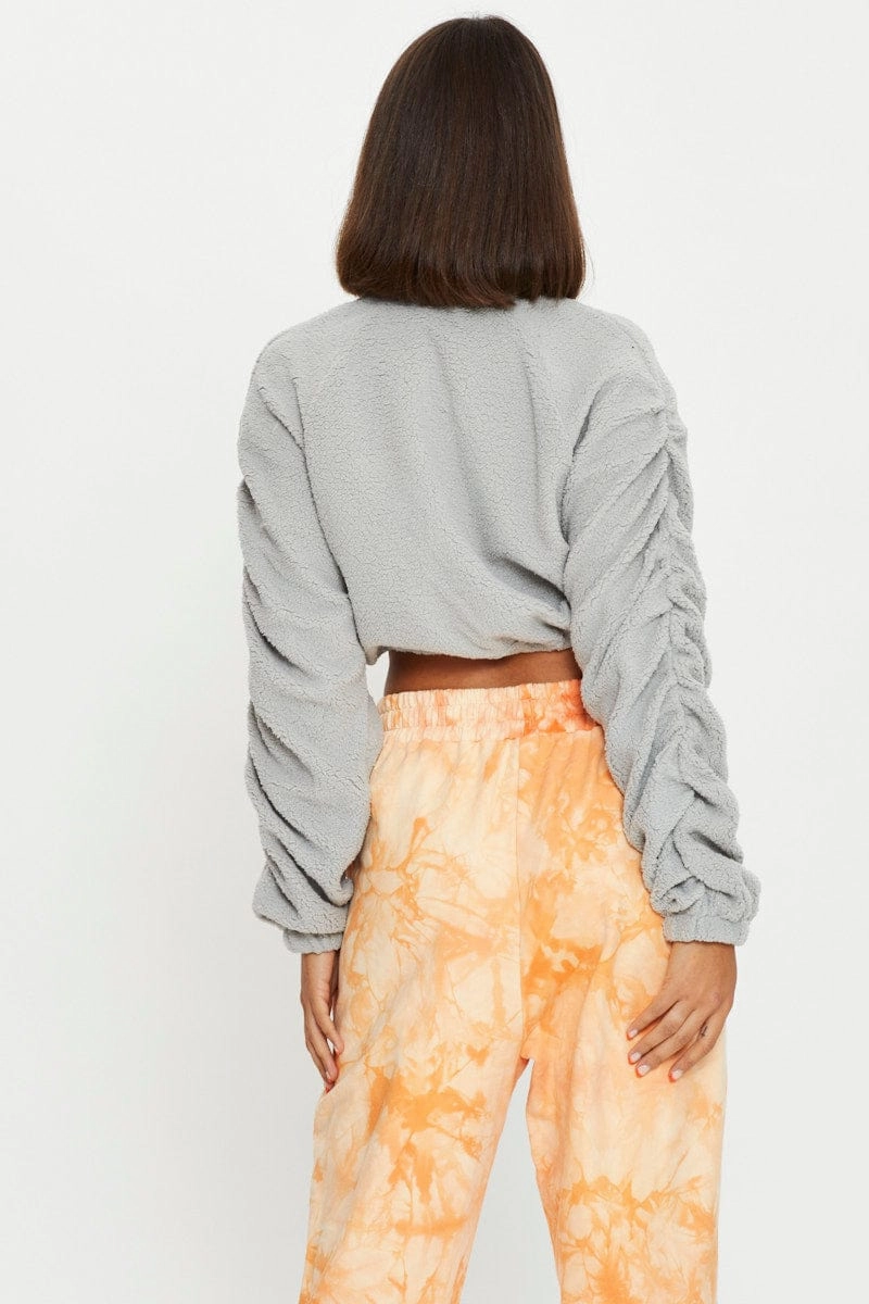 Grey Teddy Zip Front Jacket