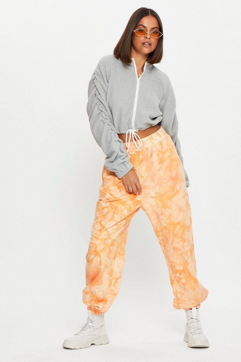 Grey Teddy Zip Front Jacket
