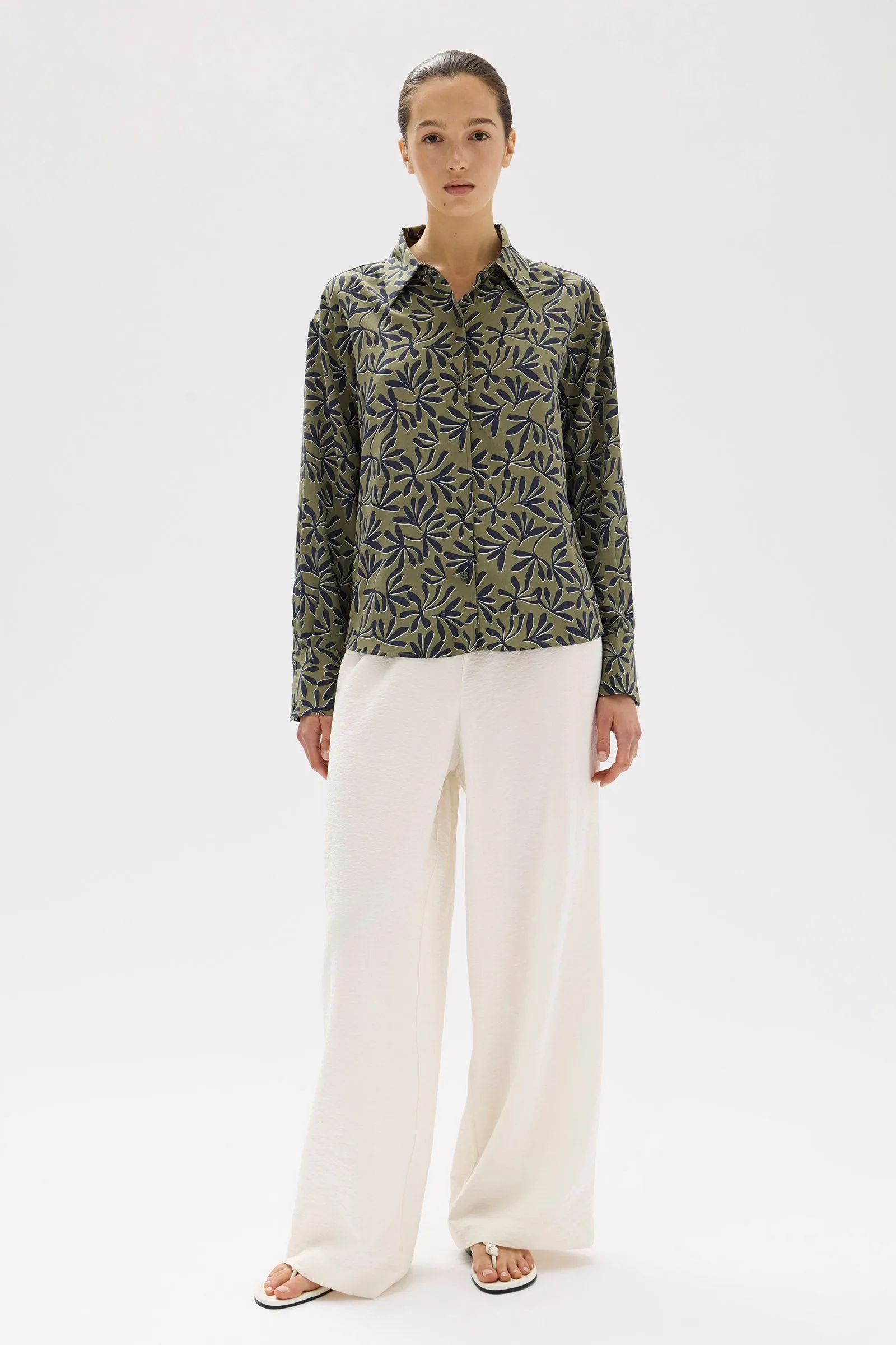 Hibiscus Print Silk Shirt
