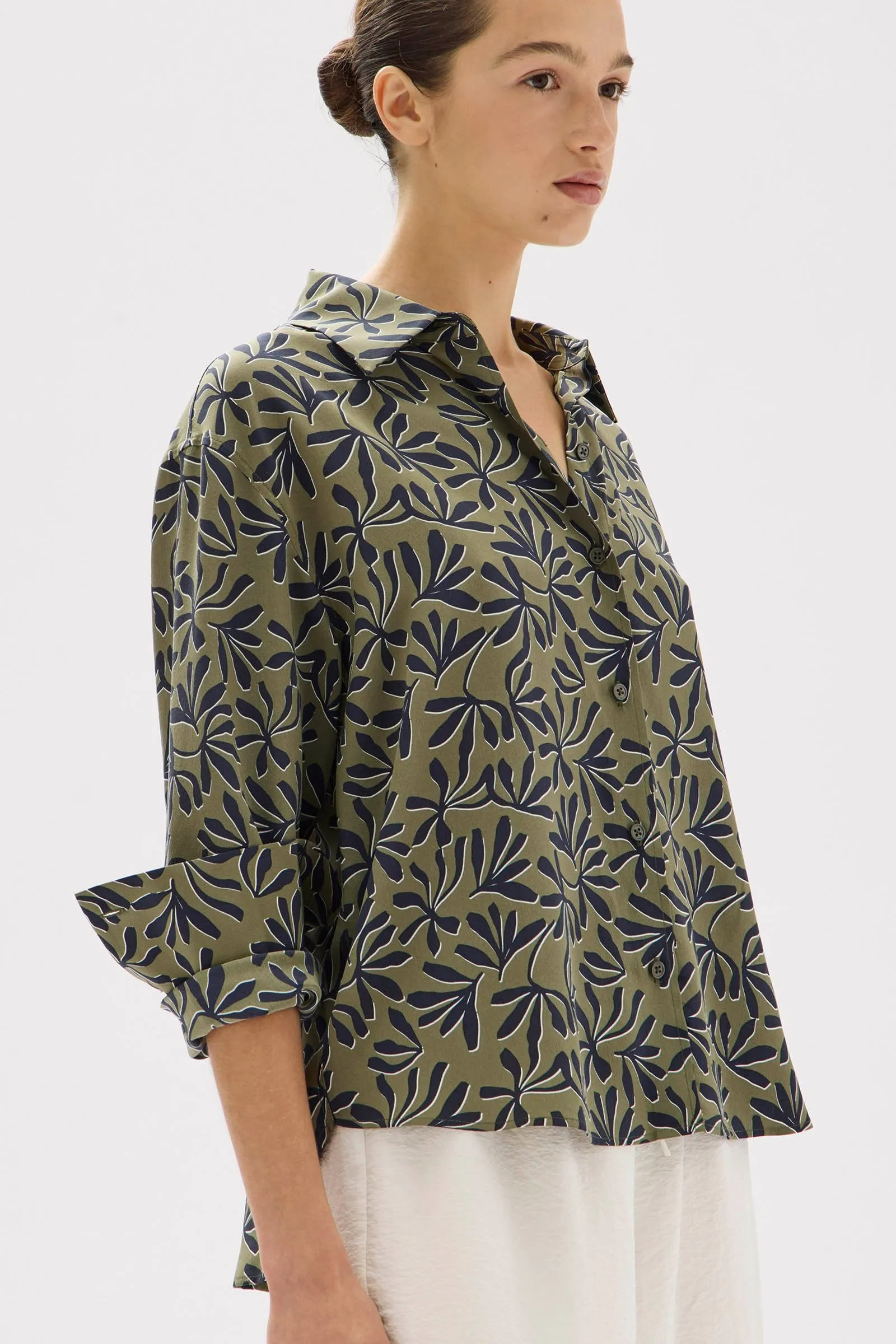 Hibiscus Print Silk Shirt