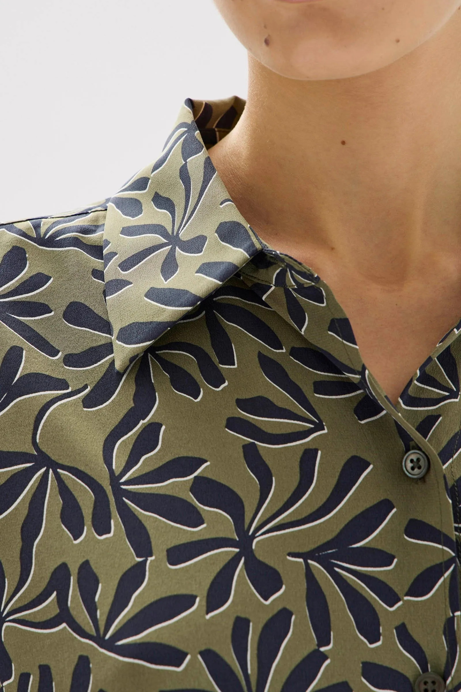 Hibiscus Print Silk Shirt