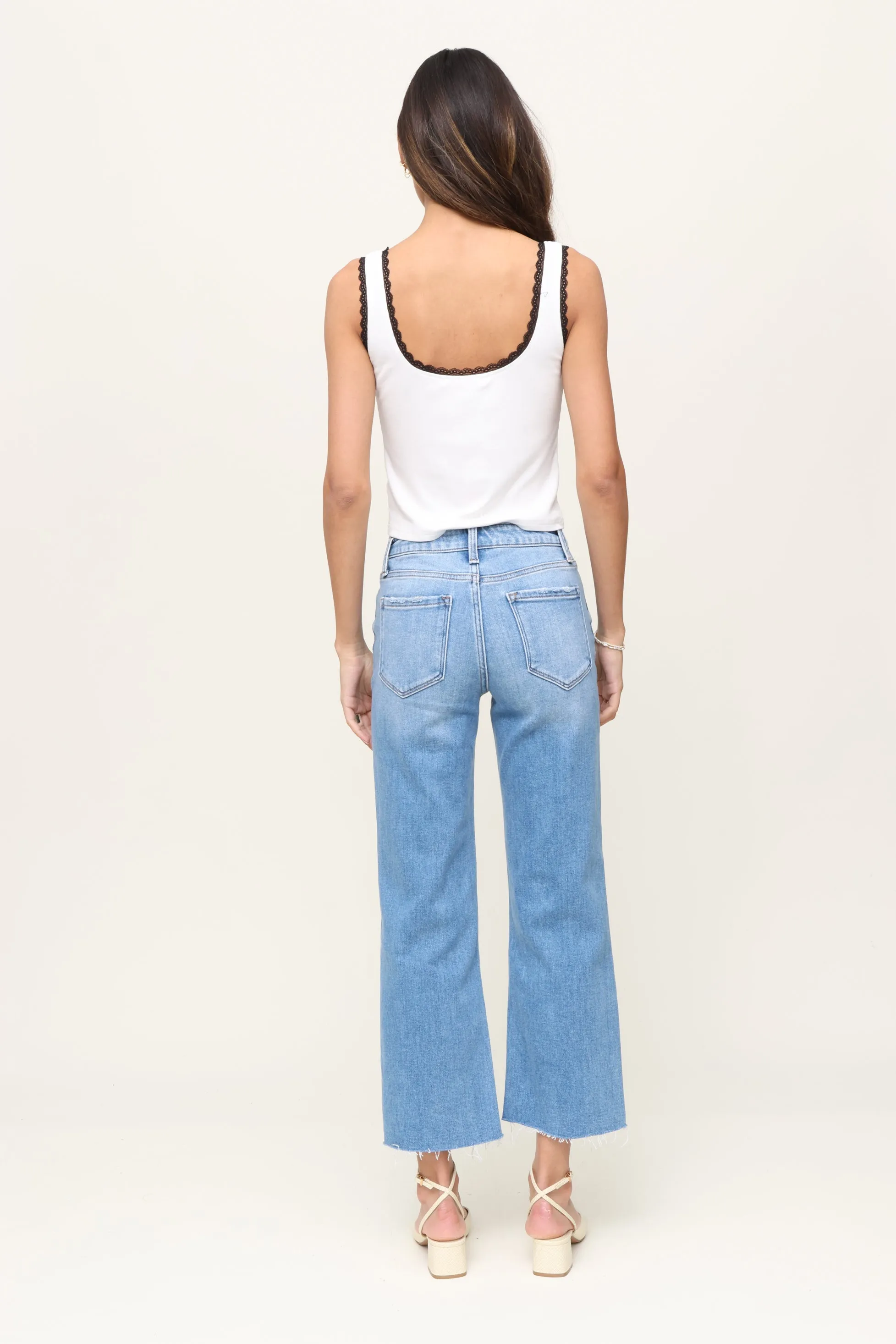 High Rise Crop Slim Wide Leg