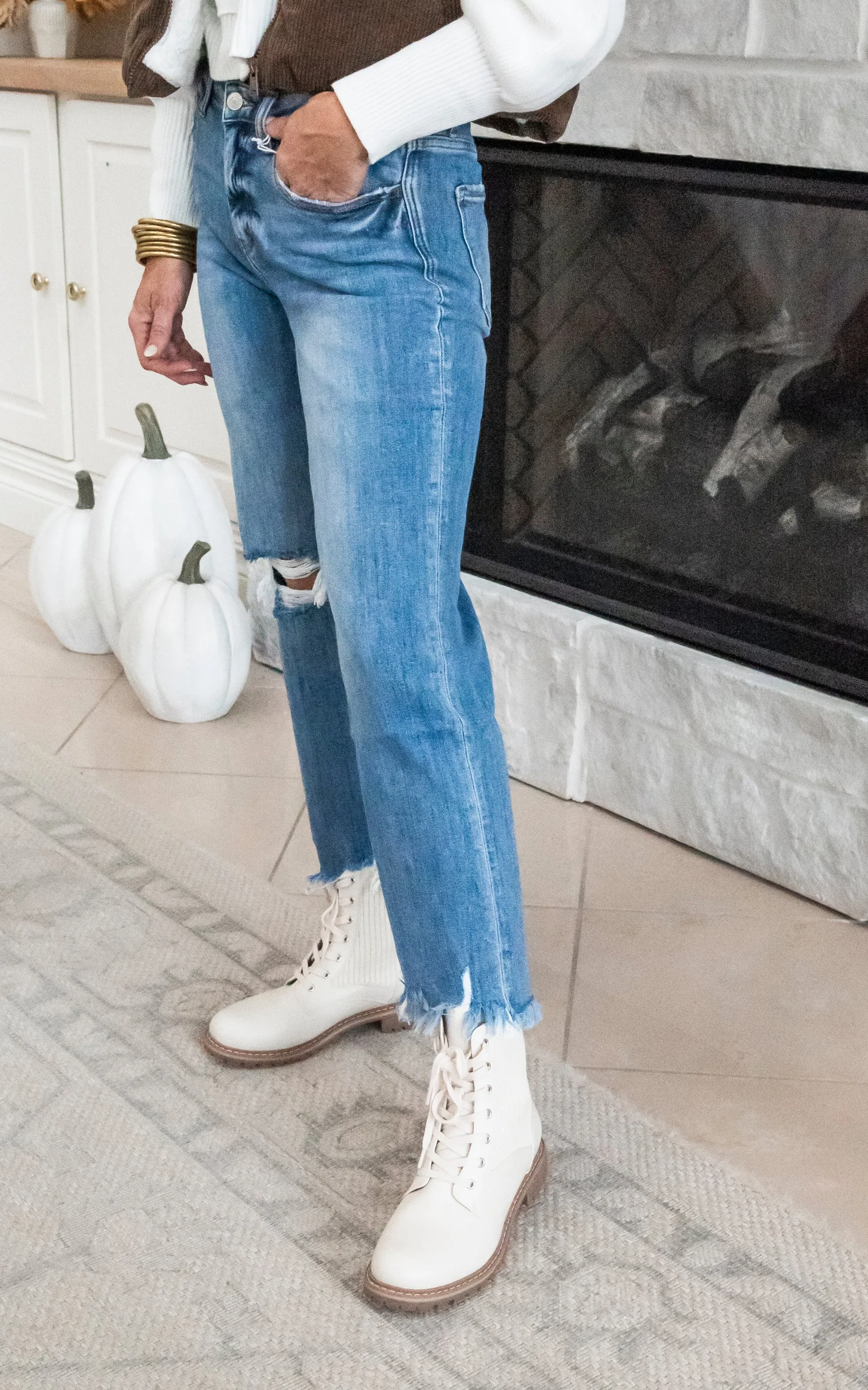 High Rise Dad Denim Jeans | Lovervet by Vervet - Final Sale