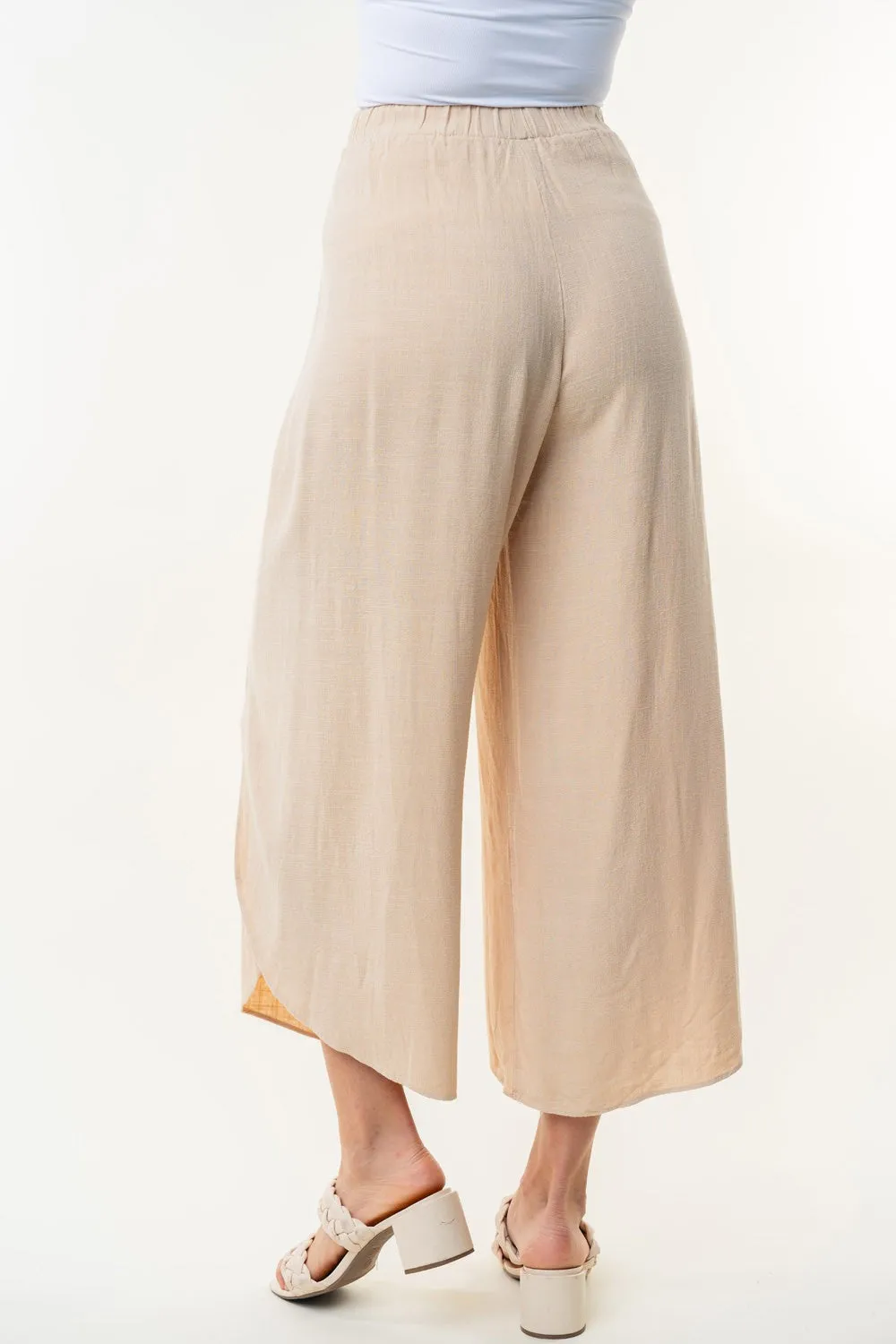 High Waisted Solid Woven Pant | WHITE BIRCH **FINAL SALE