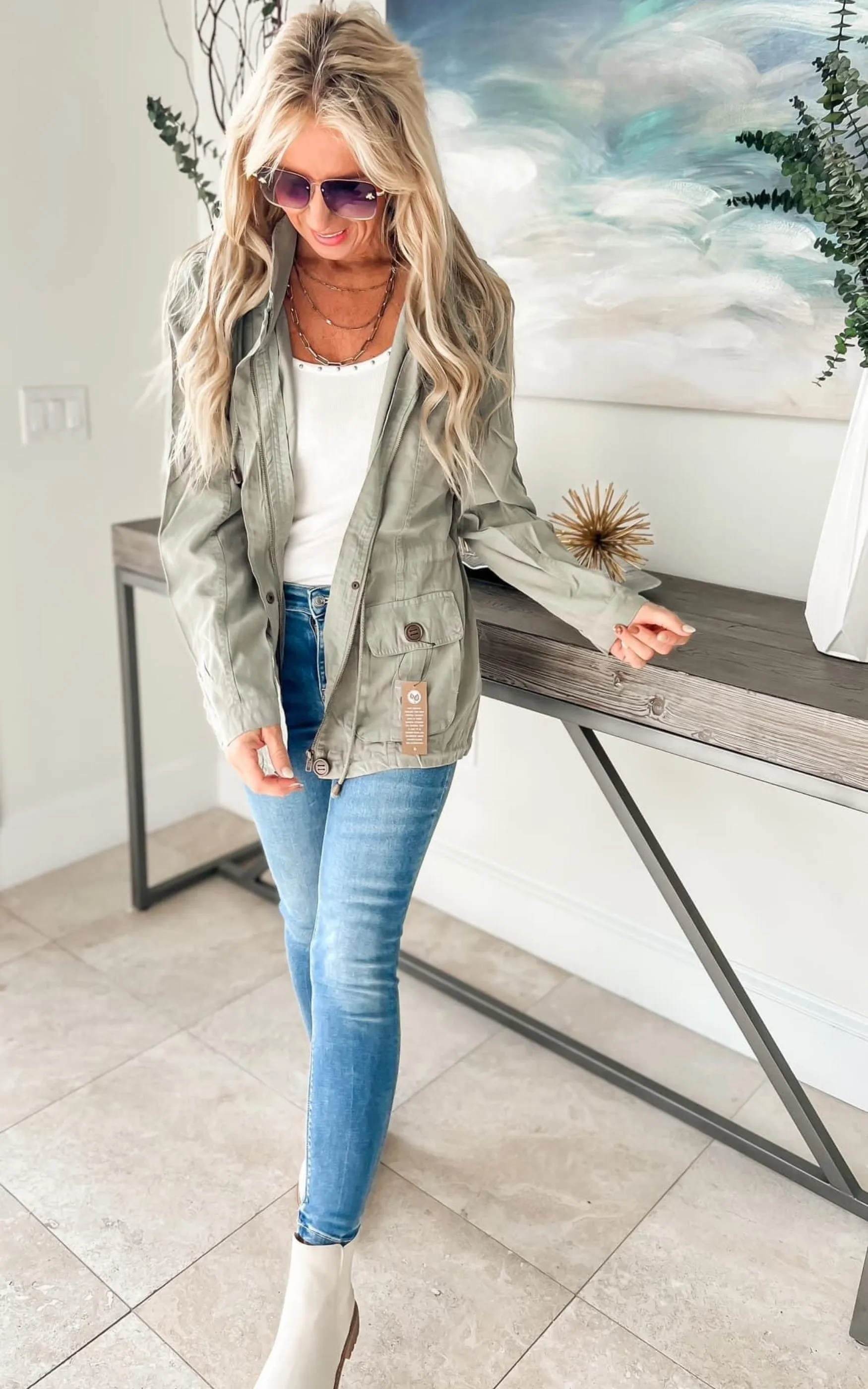 Hooded Anorak Jacket With Cargo Pockets - Final Sale