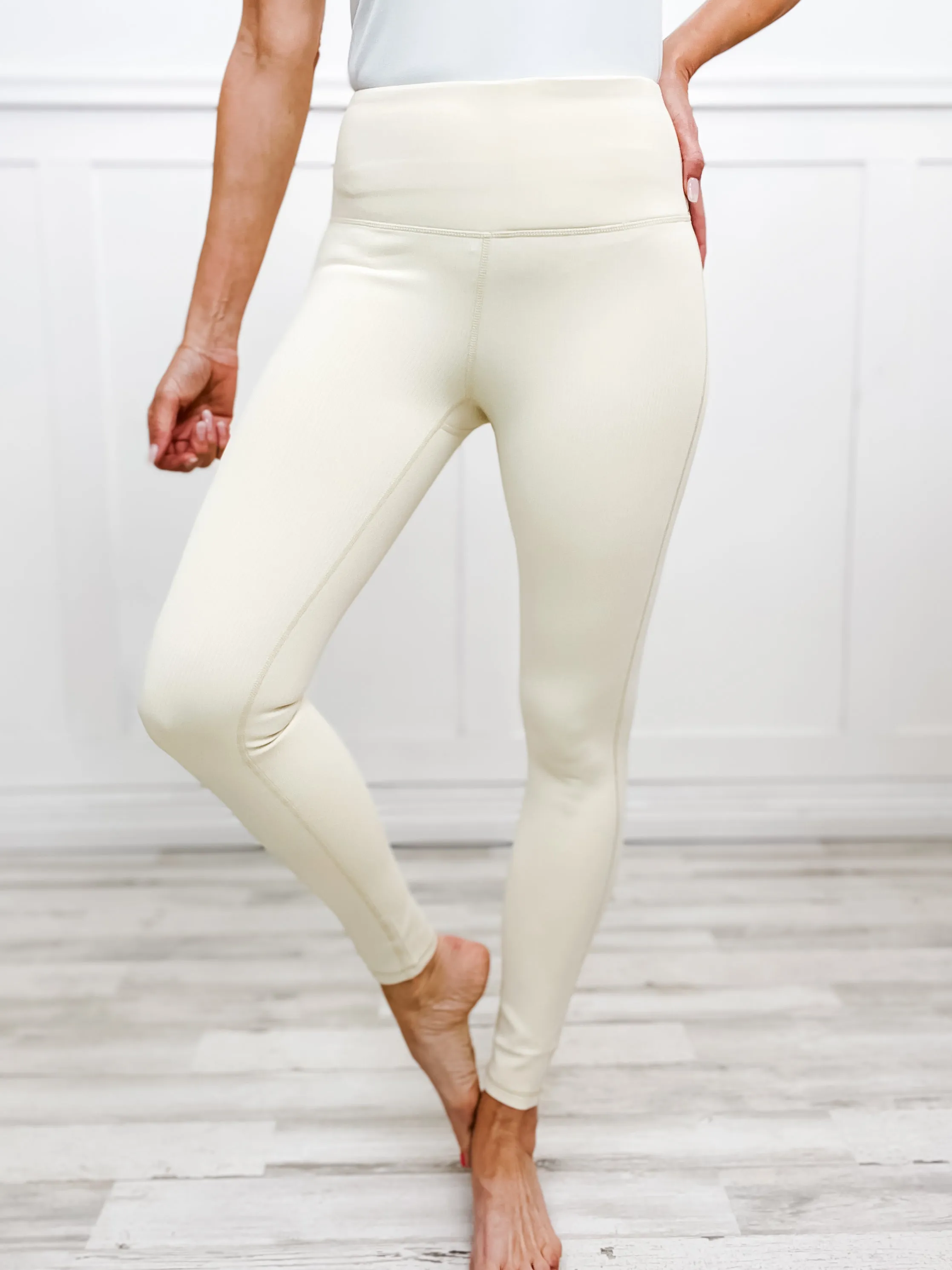 Jacquard Ribbed High-Waisted Leggings