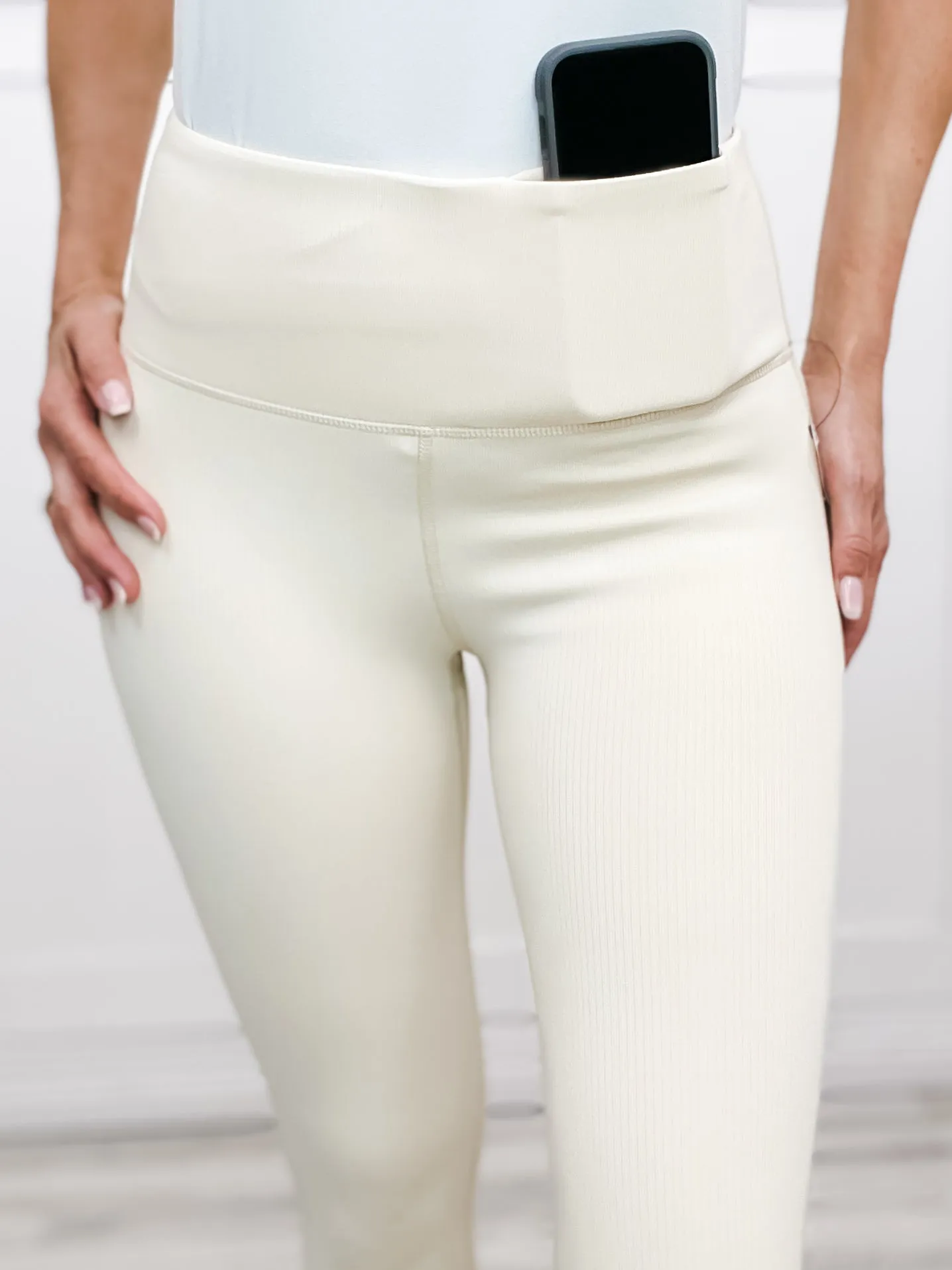 Jacquard Ribbed High-Waisted Leggings