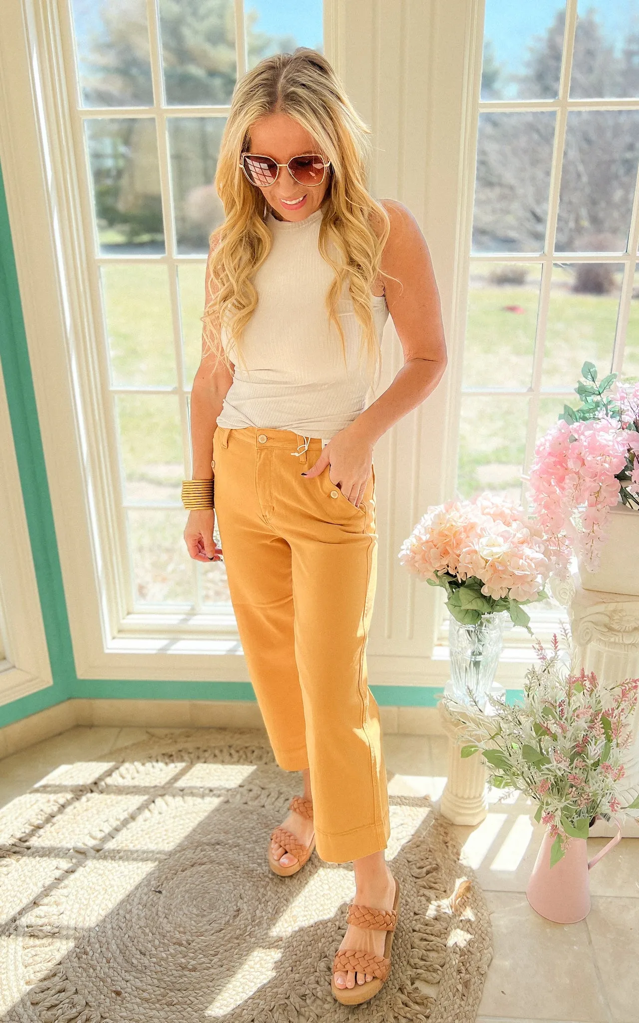 Judy Blue Mustard Wide Leg Cropped Denim | FINAL SALE