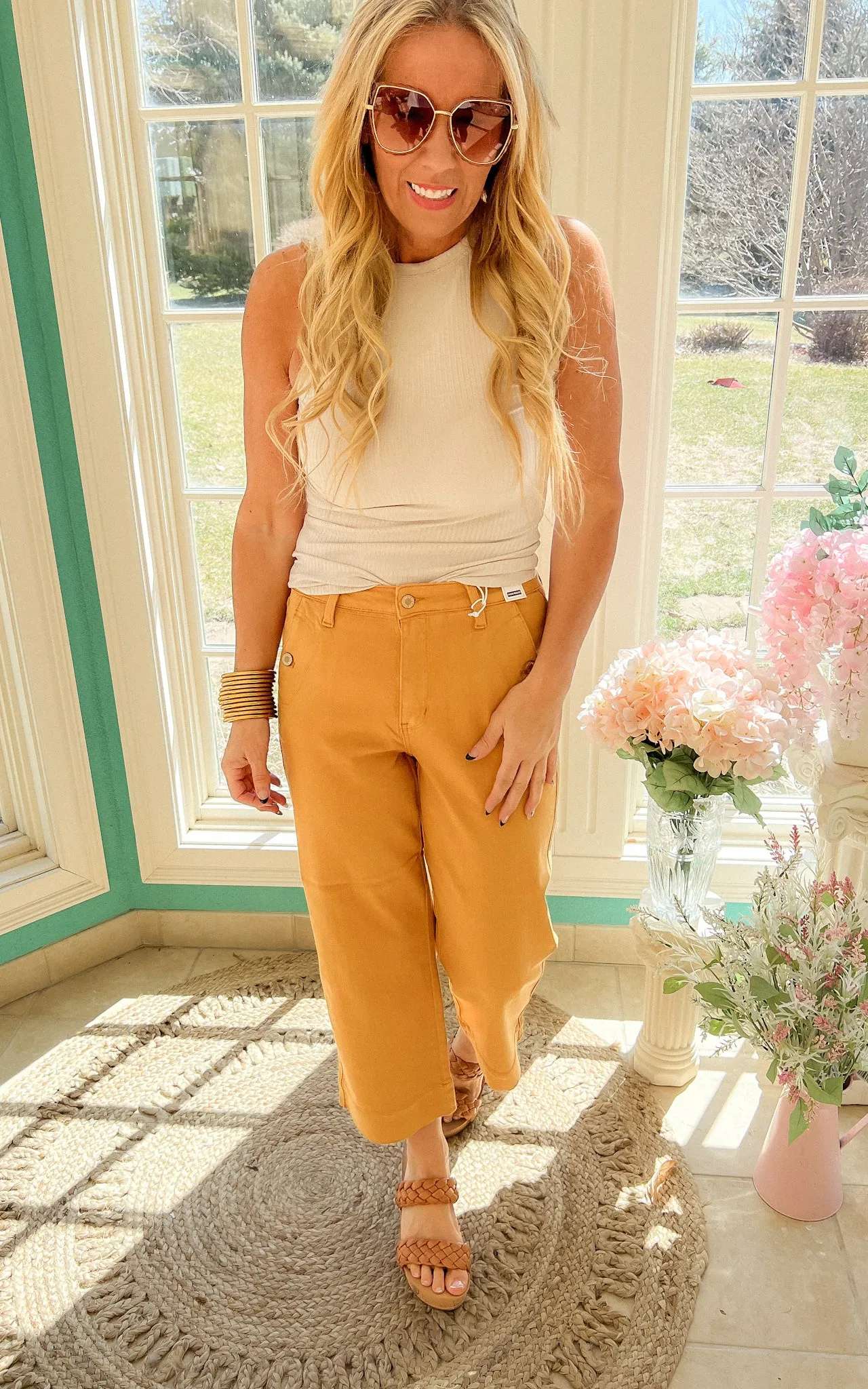 Judy Blue Mustard Wide Leg Cropped Denim | FINAL SALE